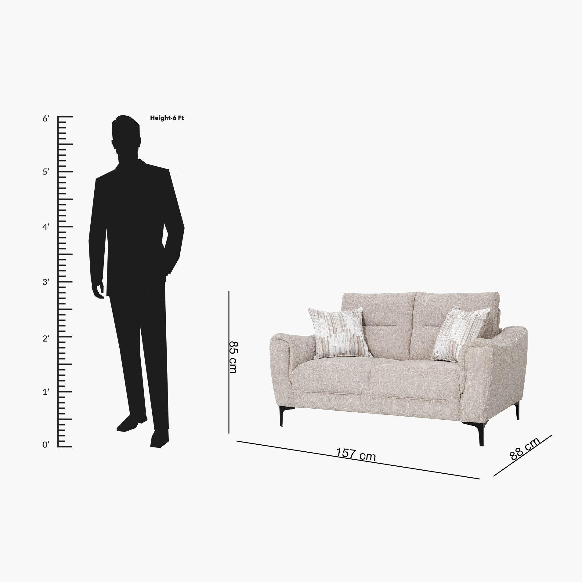 Antigo 2-Seater Fabric Sofa with 2 Cushions-hbxlivingroom-sofasandarmchairs-sofas-image-11