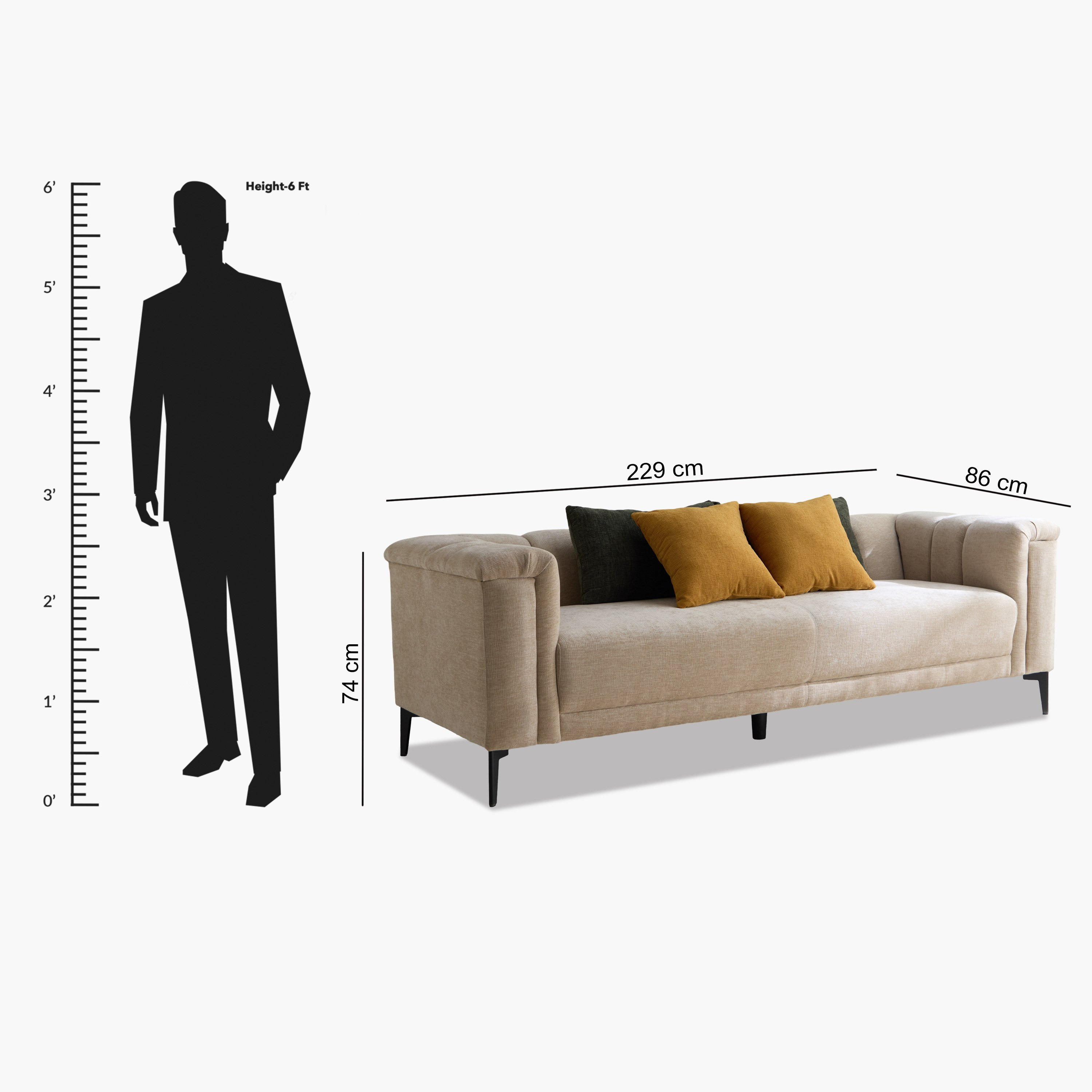 Nantes 3-Seater Fabric Sofa with 4 Cushions-hbxlivingroom-sofasandarmchairs-sofas-image-11