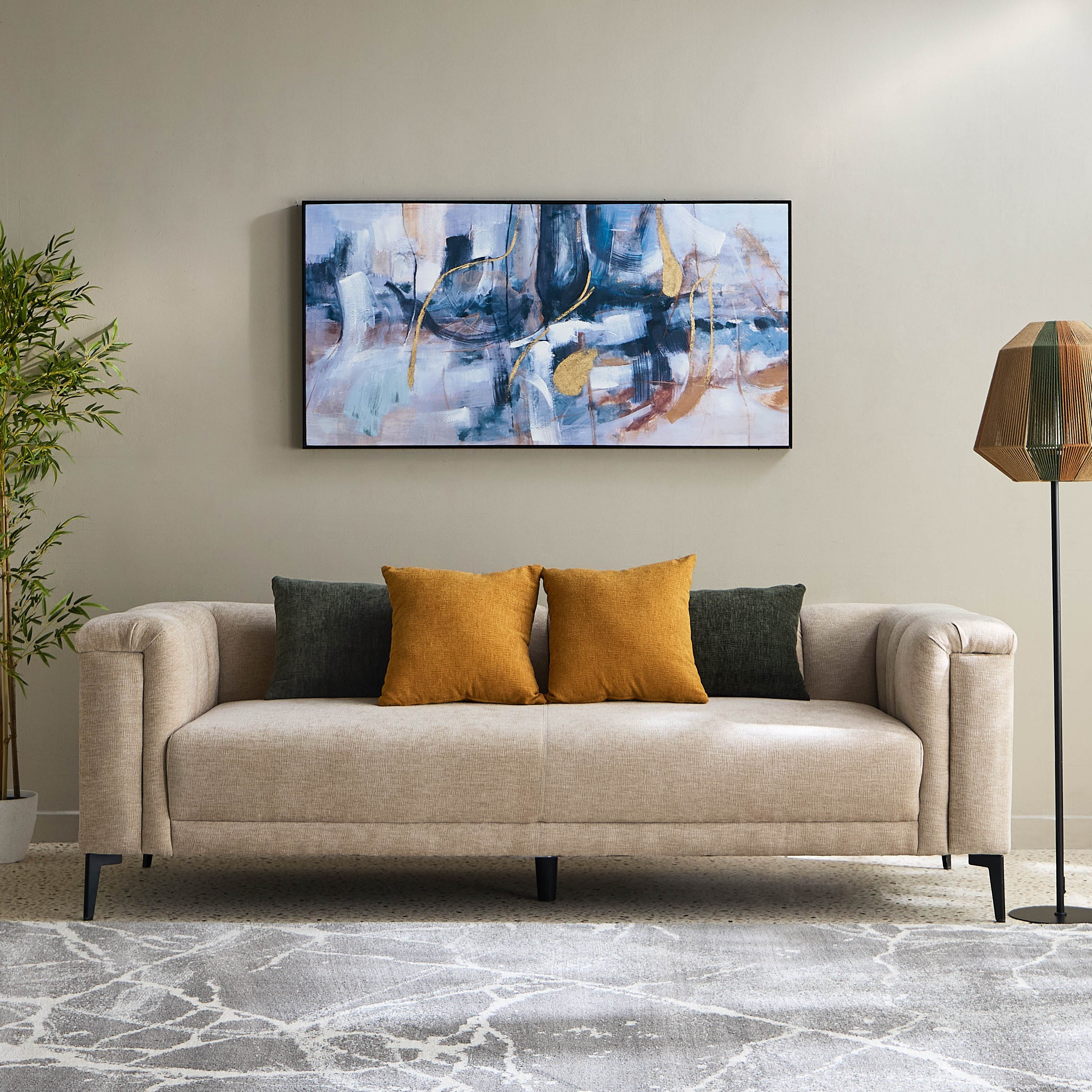 Nantes 3-Seater Fabric Sofa with 4 Cushions-hbxlivingroom-sofasandarmchairs-sofas-image-2