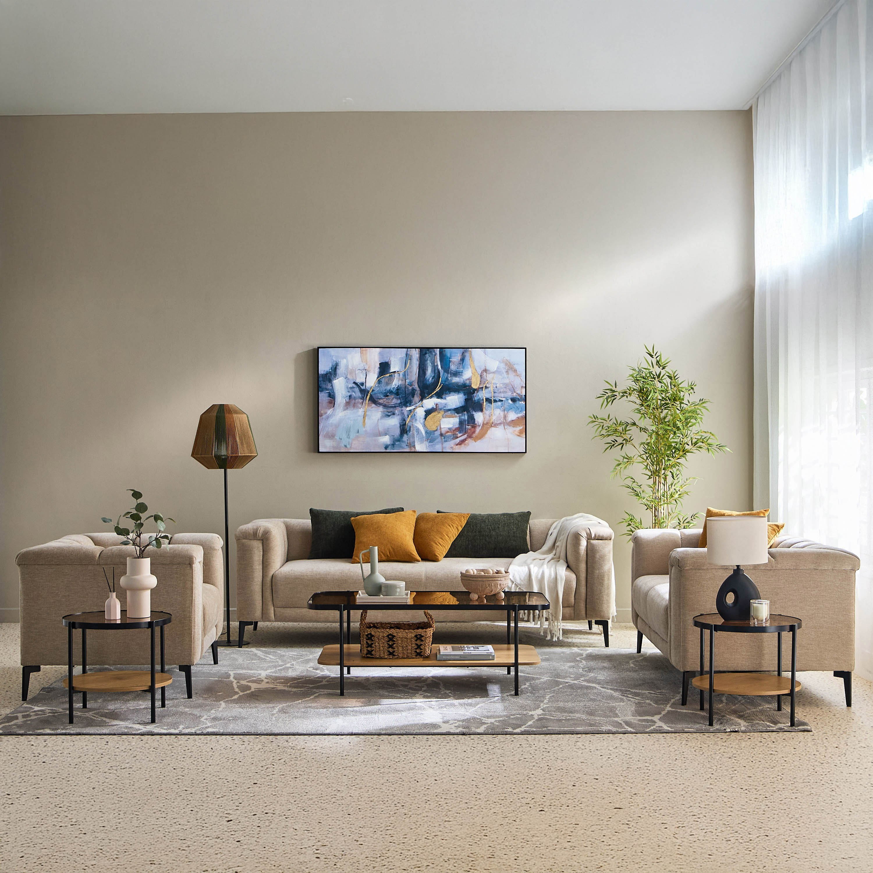 Nantes 3-Seater Fabric Sofa with 4 Cushions-hbxlivingroom-sofasandarmchairs-sofas-image-9