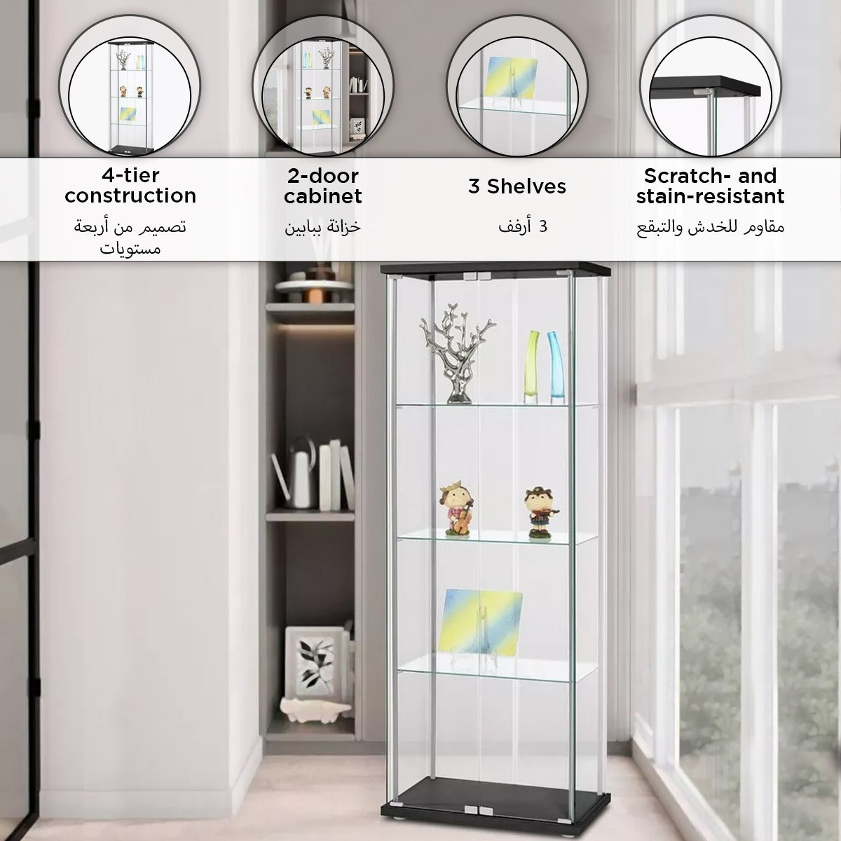 وحدة عرض زجاج ببابين و3 رفوف من دوفر-hbxfurniture-diningroom-barcountersandbarstools-image-10