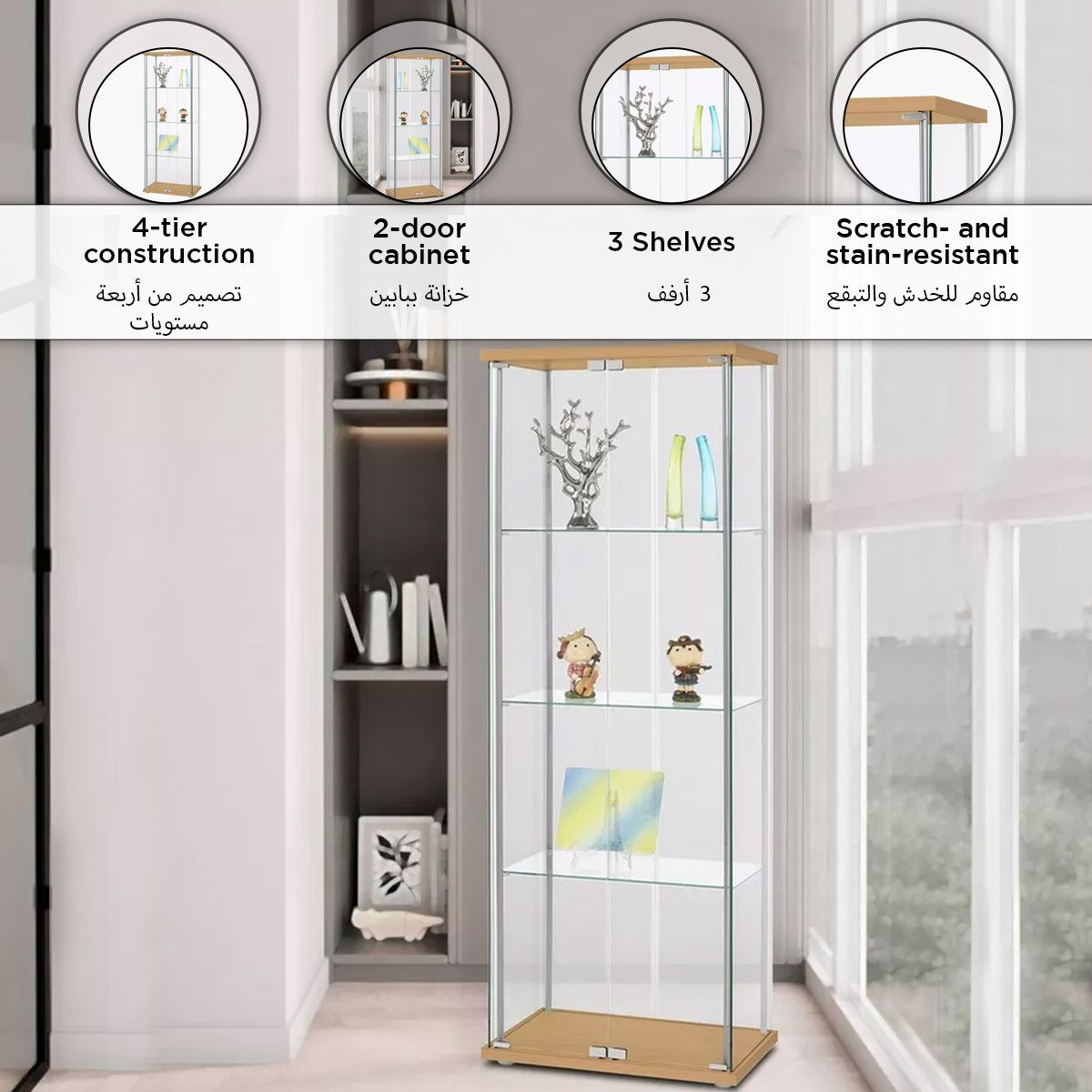 Dover Curio Cabinet with 2 Doors and 3 Shelf-hbxfurniture-diningroom-barcountersandbarstools-image-9