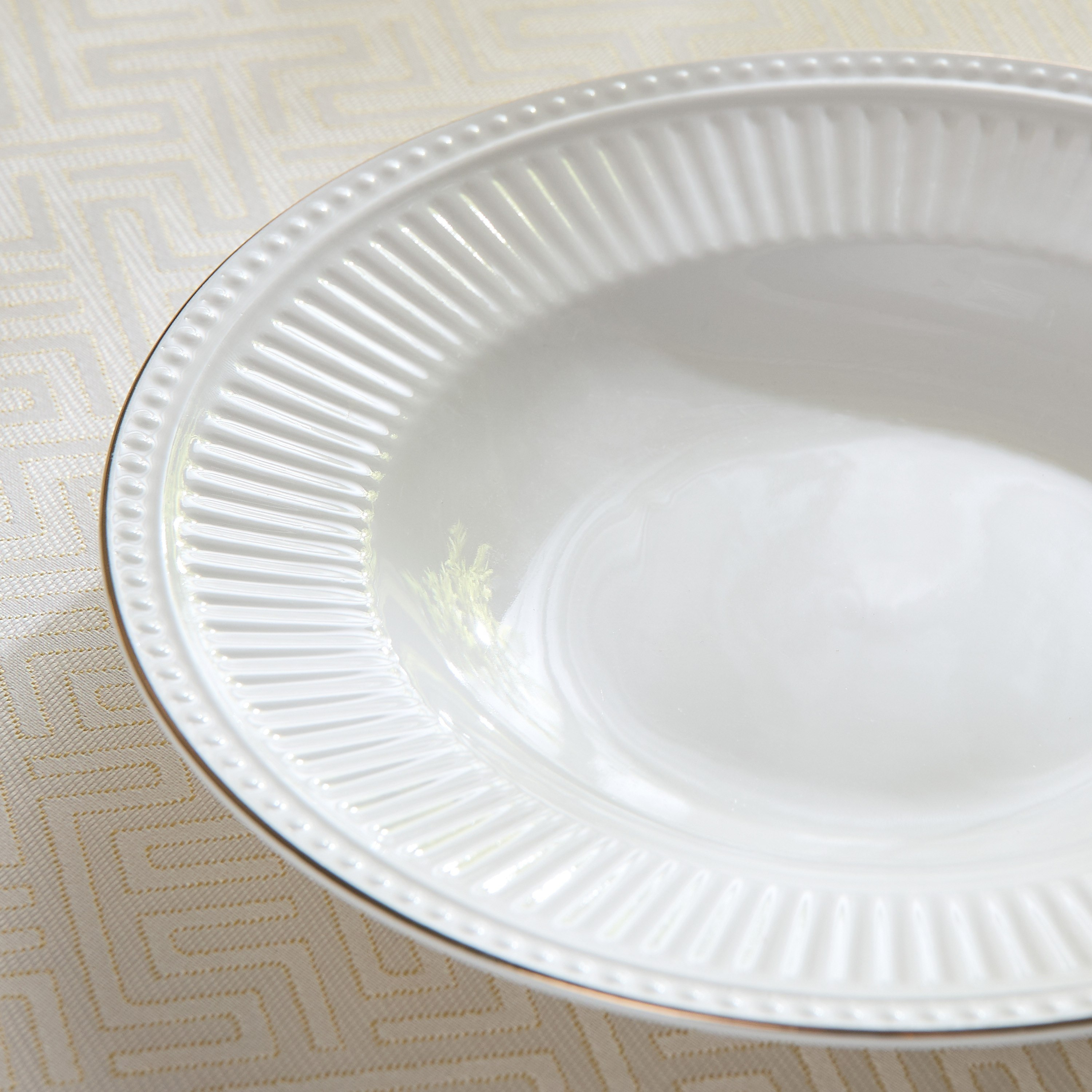 صحن شوربة بتفاصيل ذهبية منقوشة - 22 سم-hbxdecorandfurnishings-tabletop-crockery-image-3