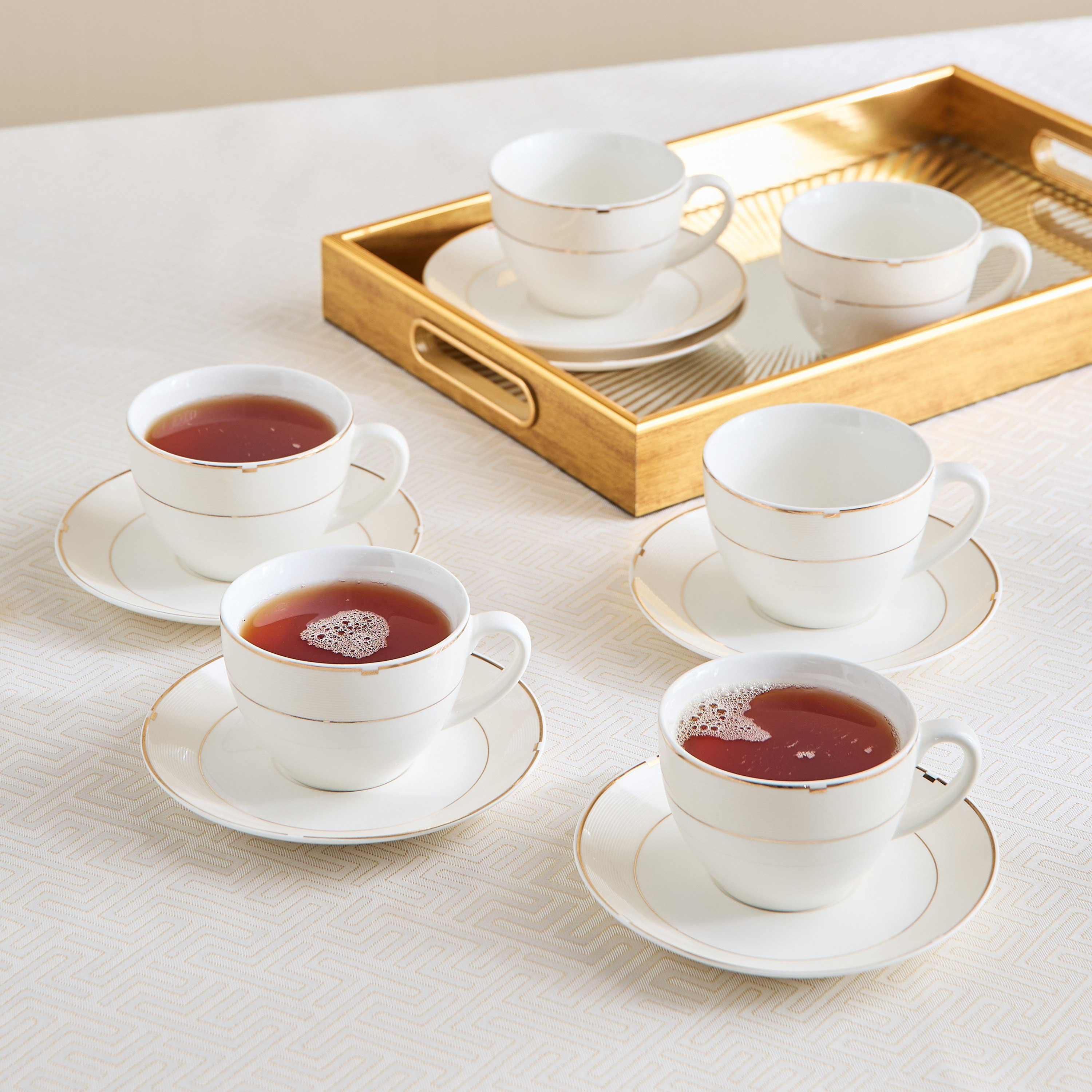 Rib Porcelain 12-Piece Tea Cup and Saucer Set - 260 ml-hbxhomeware-diningandtabletop-coffeeandteasets-image-1