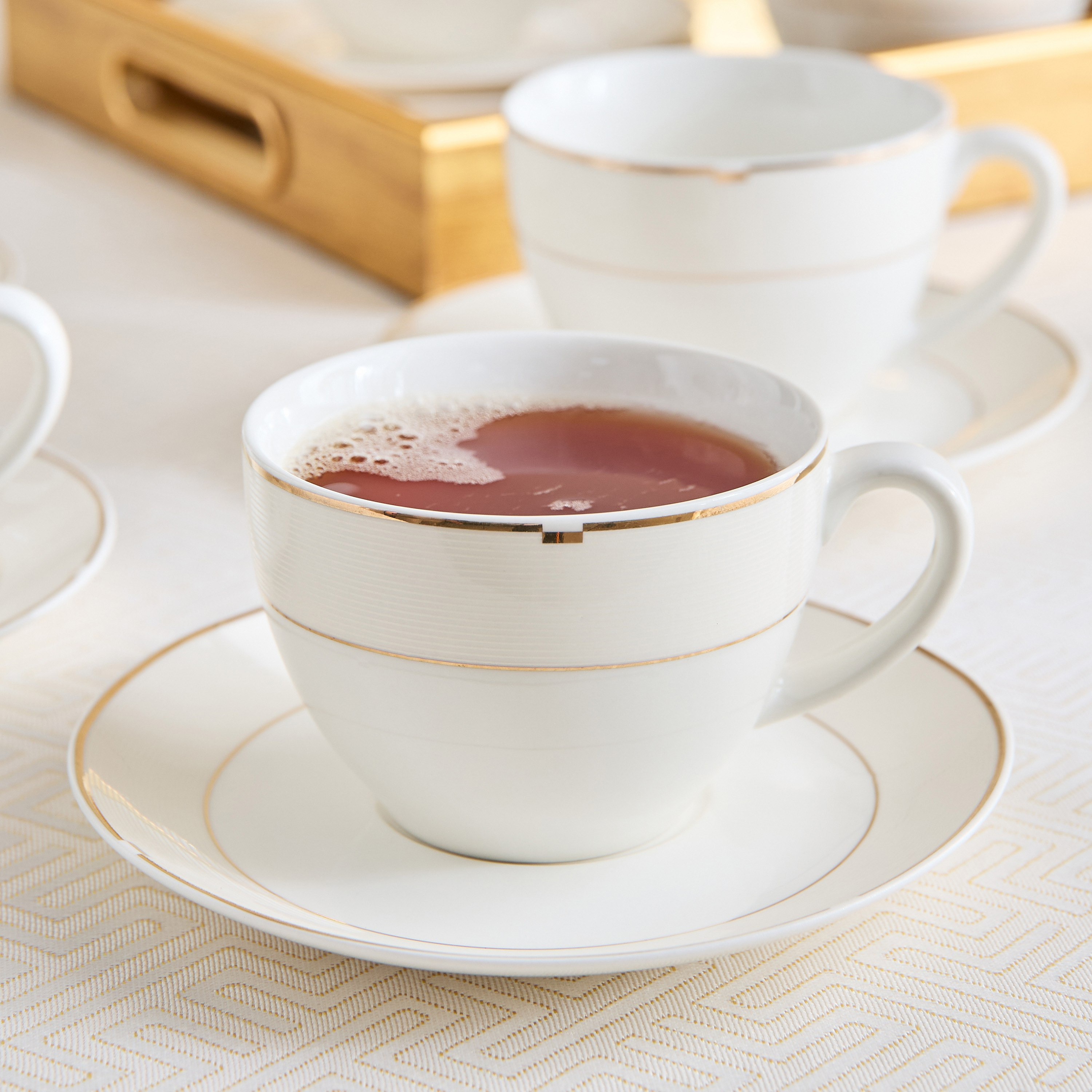 Rib Porcelain 12-Piece Tea Cup and Saucer Set - 260 ml-hbxhomeware-diningandtabletop-coffeeandteasets-image-2