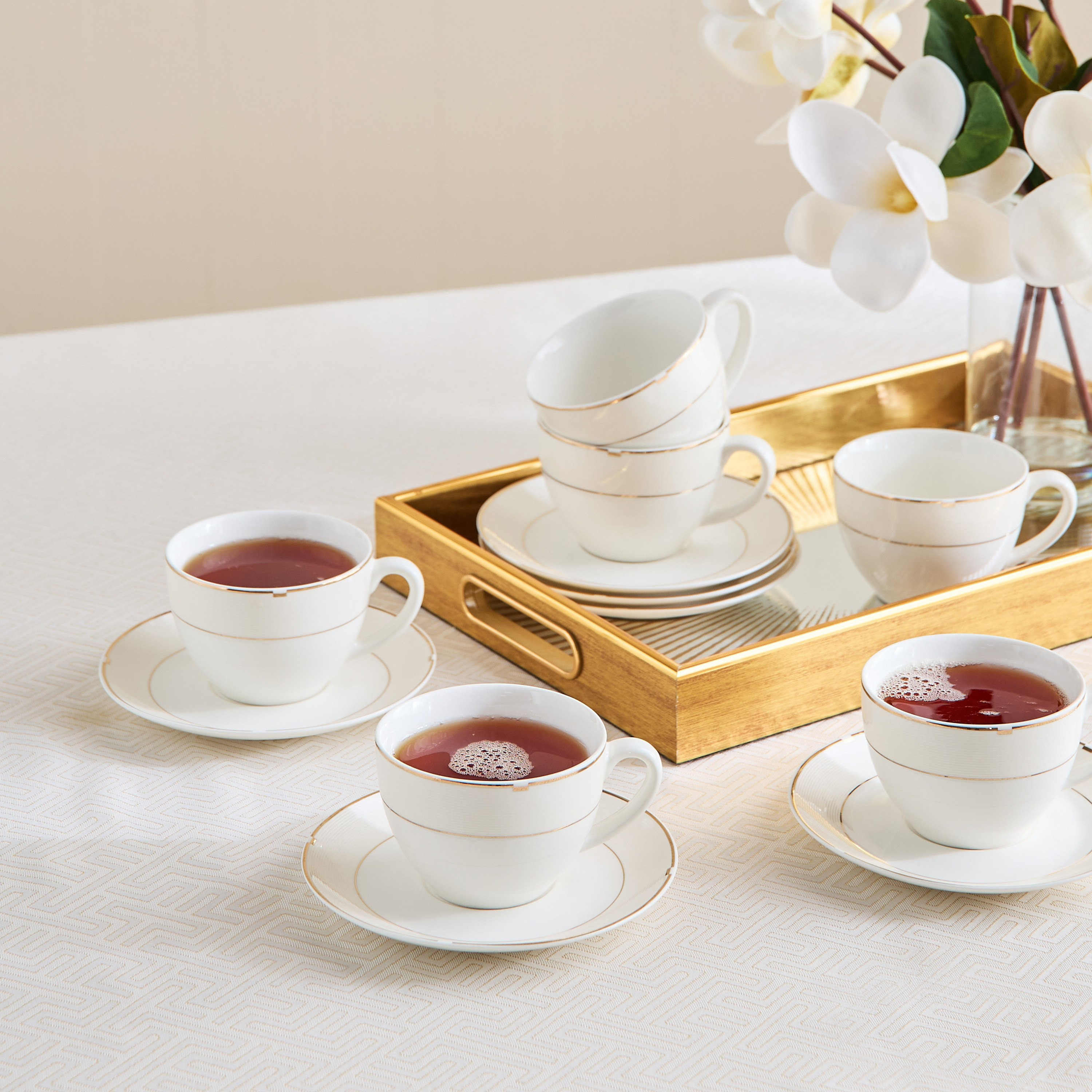 Rib Porcelain 12-Piece Tea Cup and Saucer Set - 260 ml-hbxhomeware-diningandtabletop-coffeeandteasets-image-4
