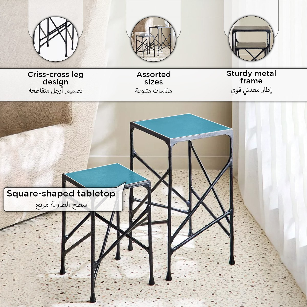 Vendra Dario 2-Piece Metal Casted Nesting Table Set-hbxfurniture-livingroom-nestingtables-image-9