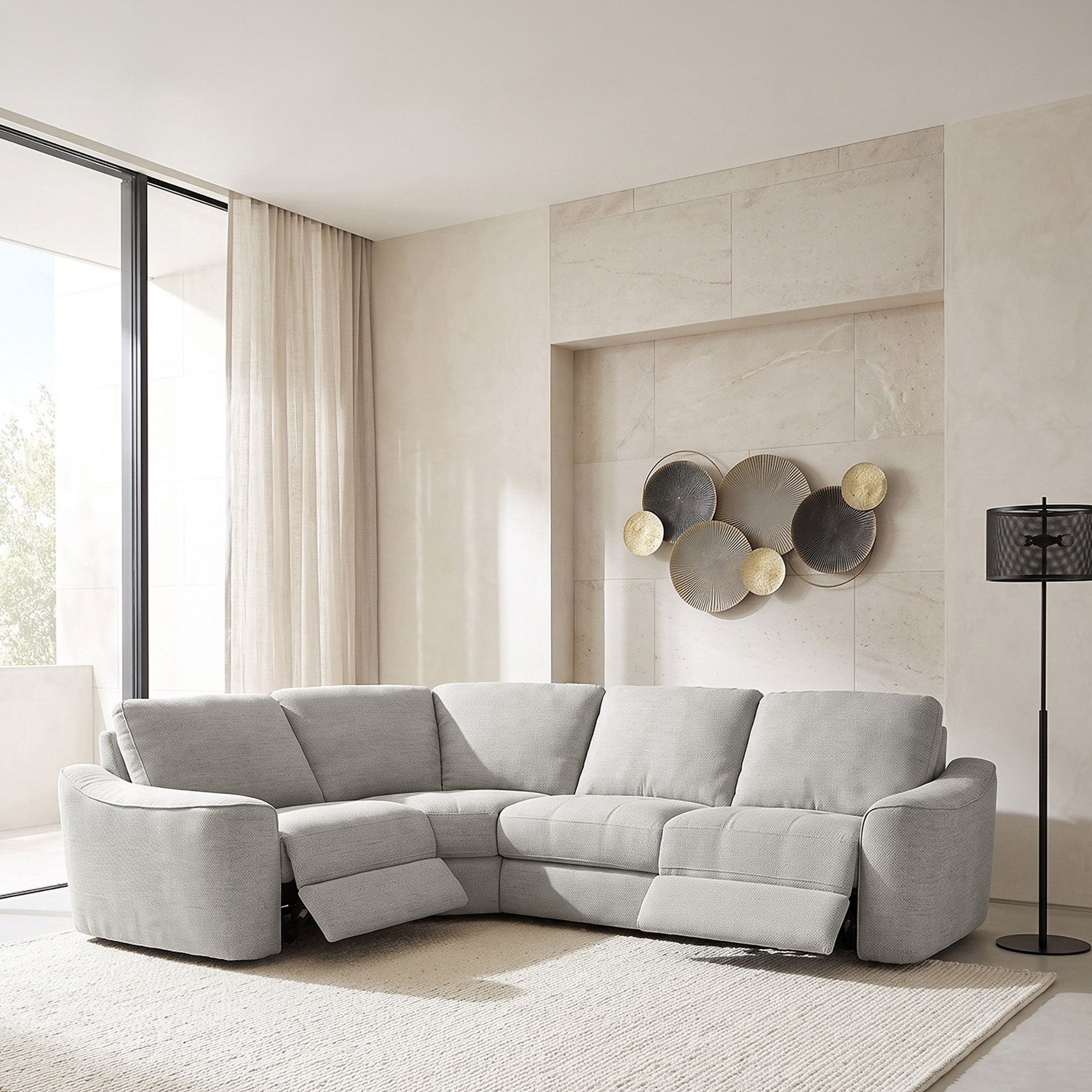 Miami Power 5-Seater Fabric Corner Recliner with Console-hbxlivingroom-sofasandarmchairs-sofas-image-1