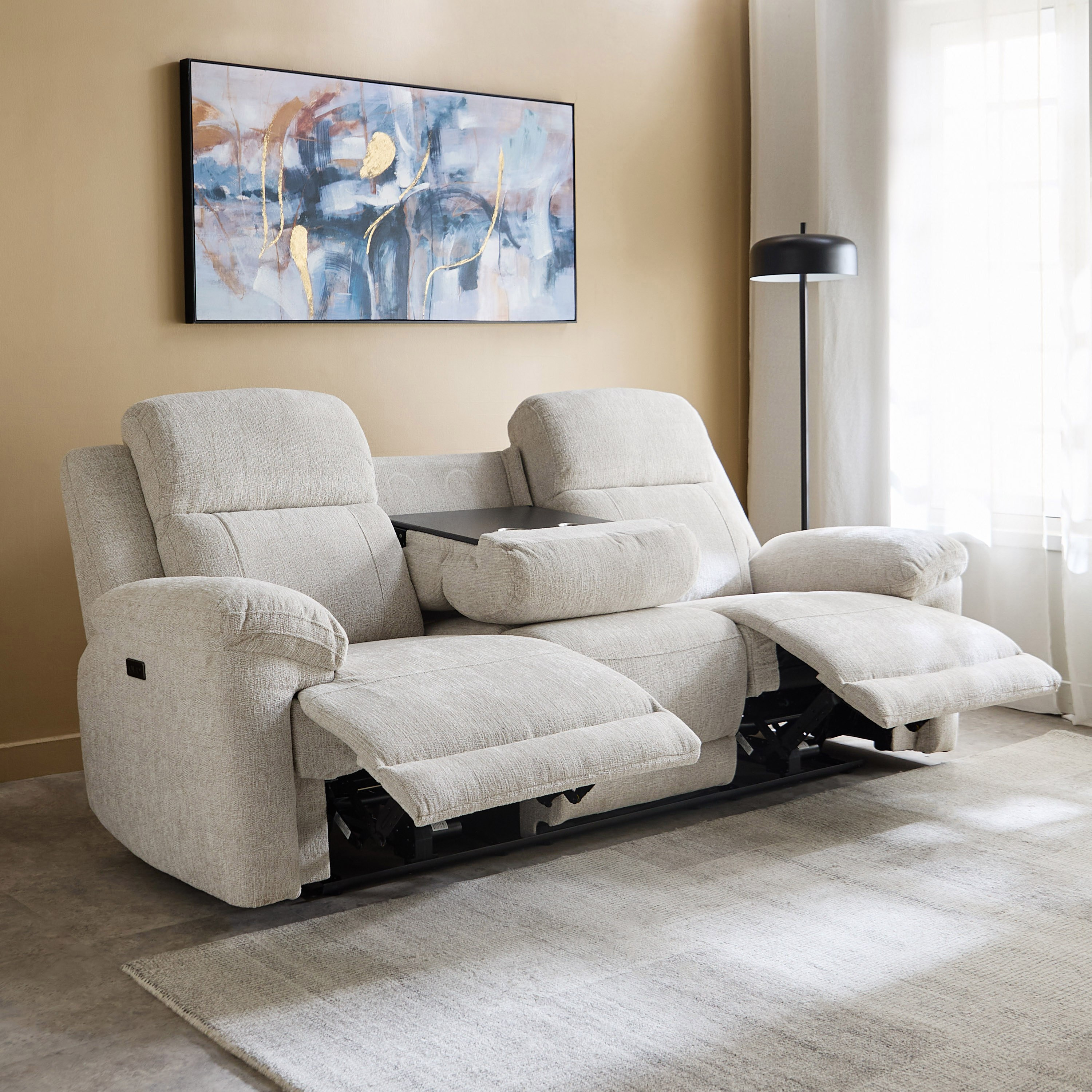 كنبة قماش بثلاثة مقاعد مع مسند قابل للطي وحاملين للأكواب من هارفارد باور-hbxlivingroom-sofasandarmchairs-sofas-image-2