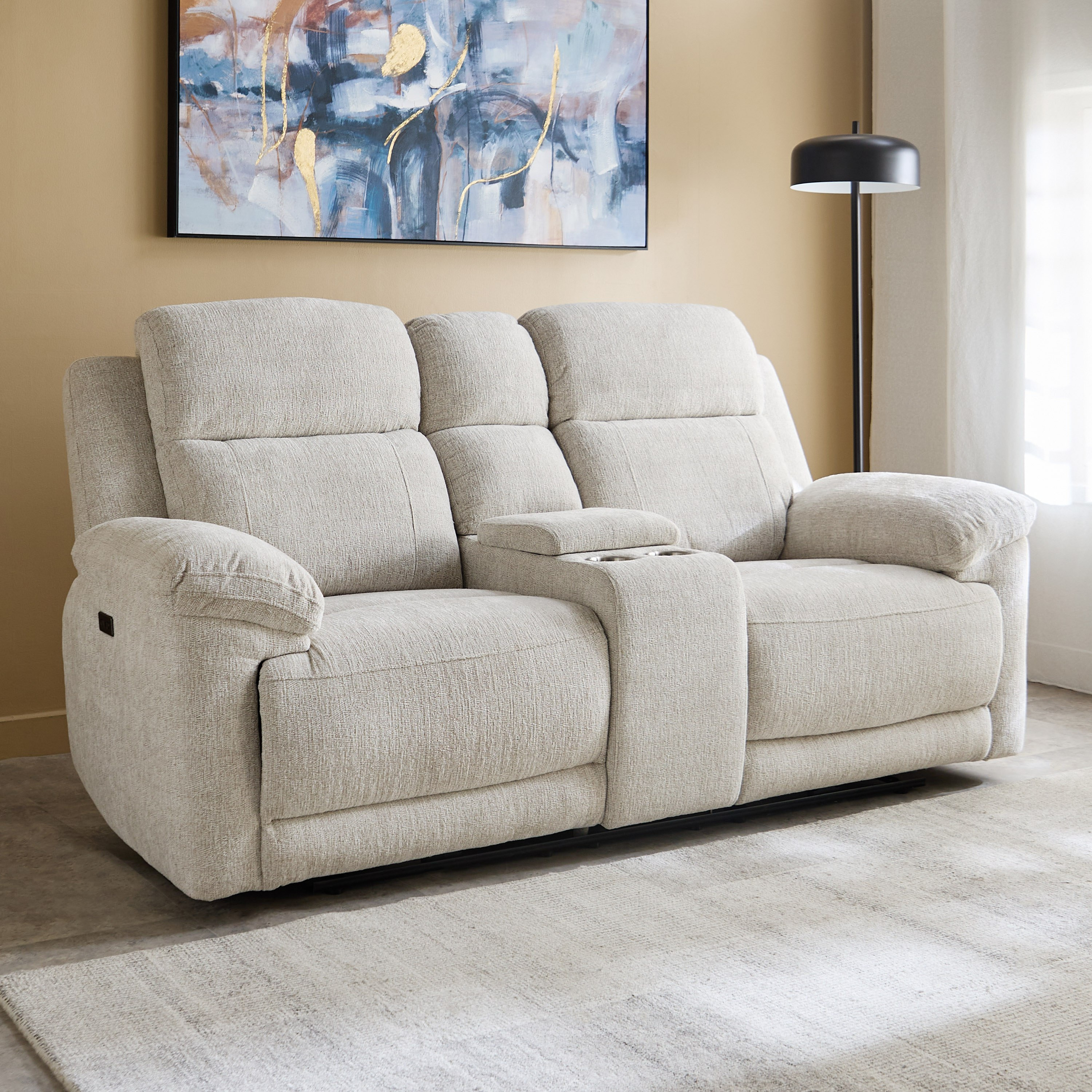 Harvard Power 2-Seater Fabric Sofa with Console and 2 Cup Holders-hbxlivingroom-sofasandarmchairs-sofas-image-1