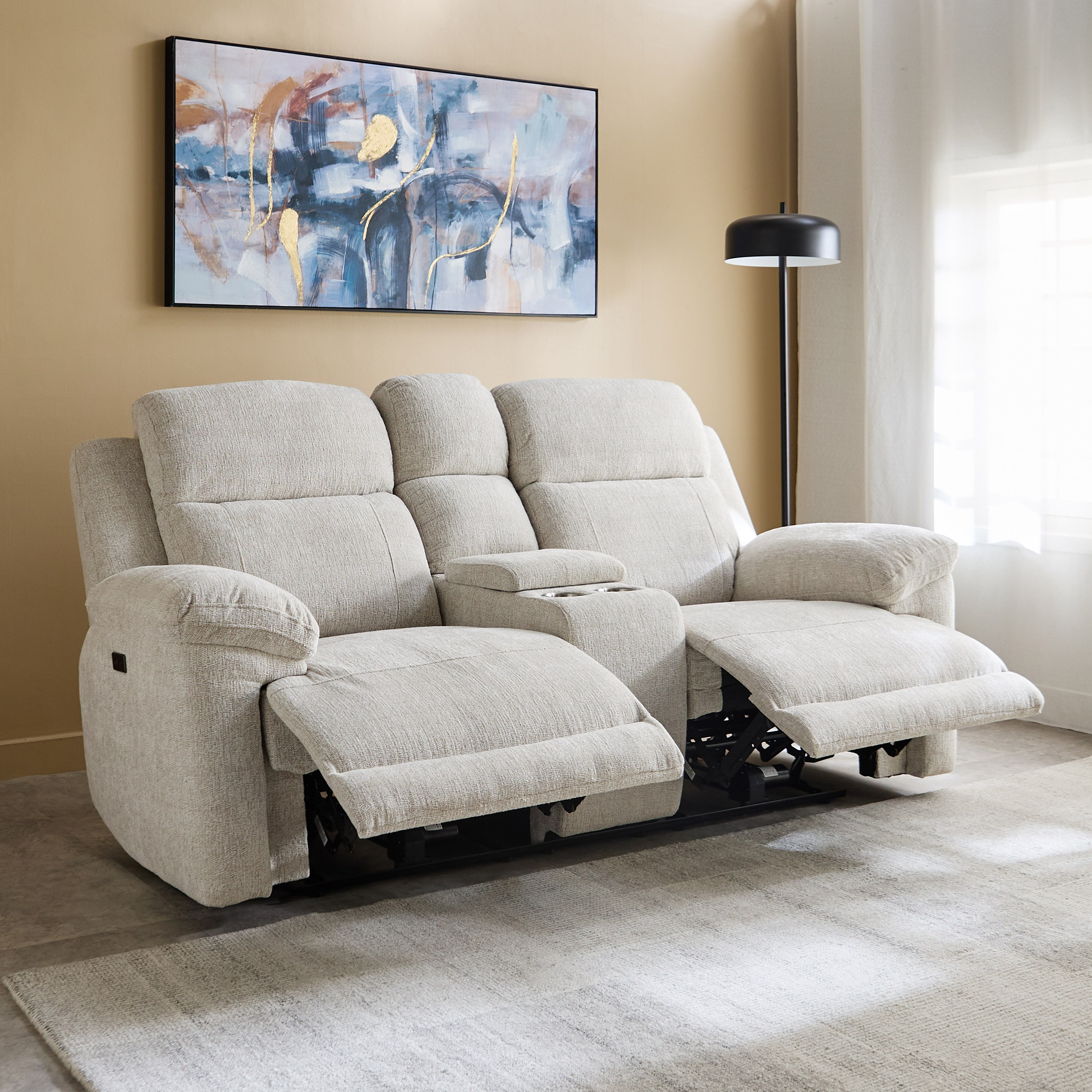 Harvard Power 2-Seater Fabric Sofa with Console and 2 Cup Holders-hbxlivingroom-sofasandarmchairs-sofas-image-2