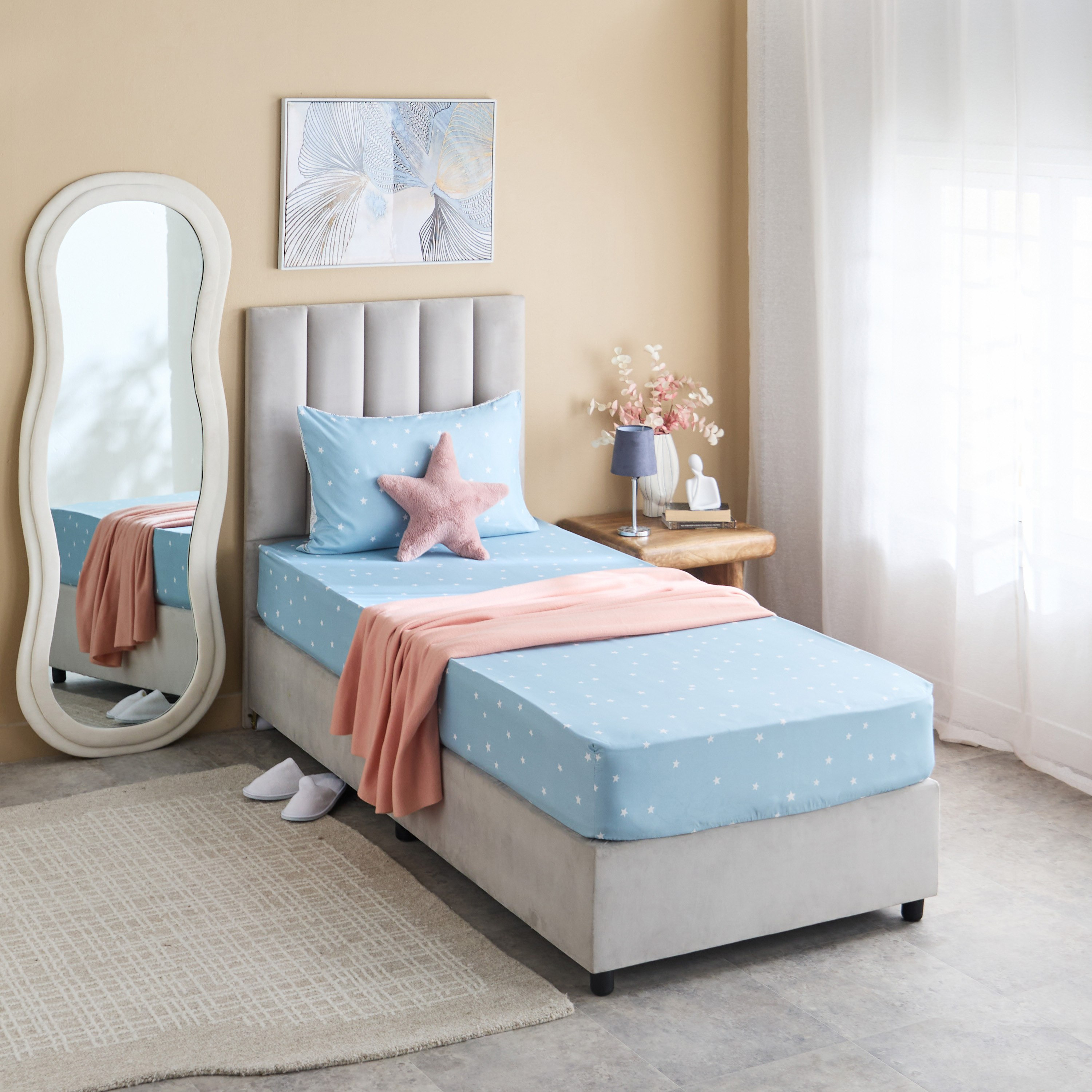 شرشف مطاطي مفرد مايكروفايبر ستارلايت من نورا - 90x190+20 سم-hbxhomeware-hbxbedroom-image-7