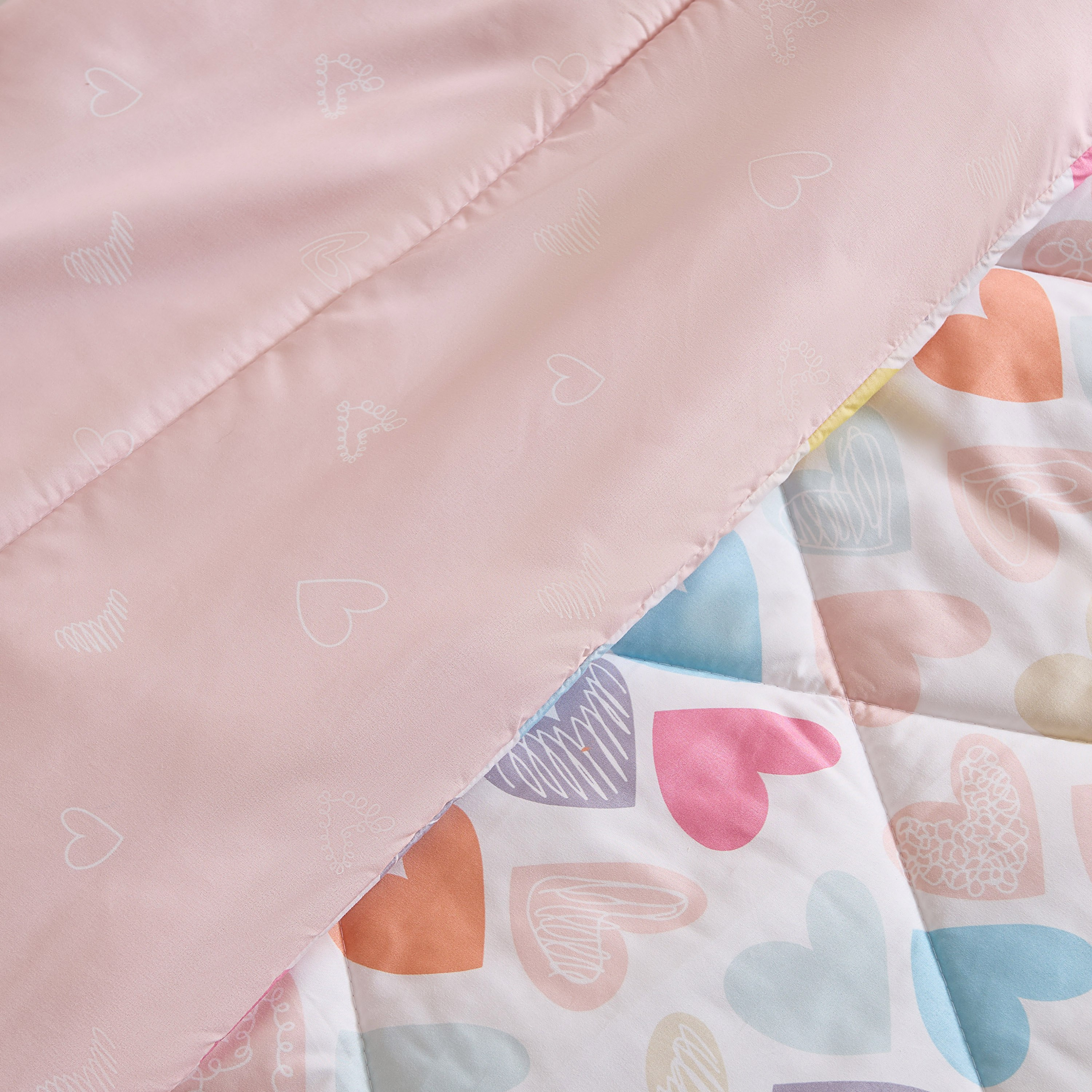 Nora Hearts Microfibre Single Comforter - 135x220 cm-hbxkidsandyouth-beddingandfurnishings-comfortersets-image-4