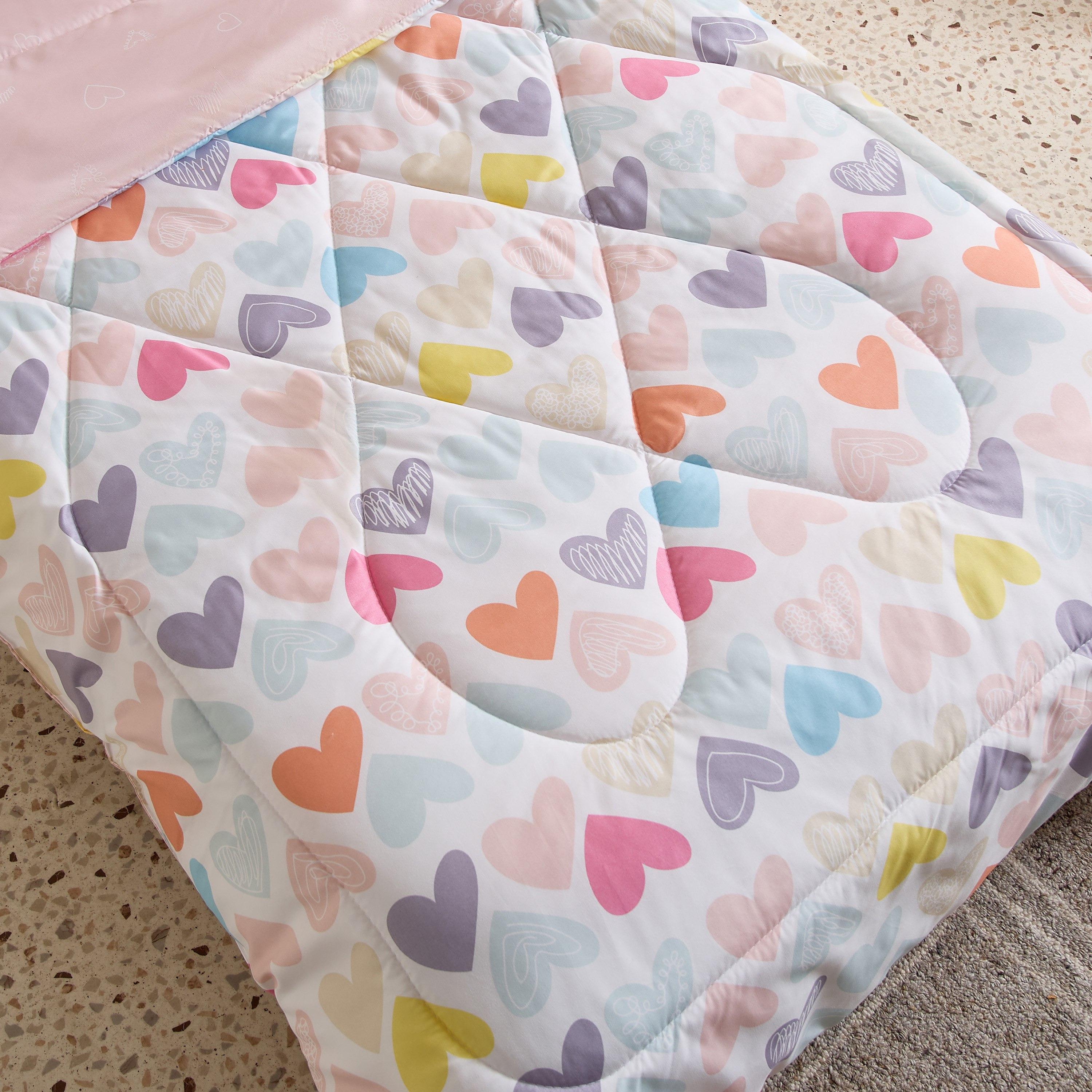 Nora Hearts Microfibre Single Comforter - 135x220 cm-hbxkidsandyouth-beddingandfurnishings-comfortersets-image-5
