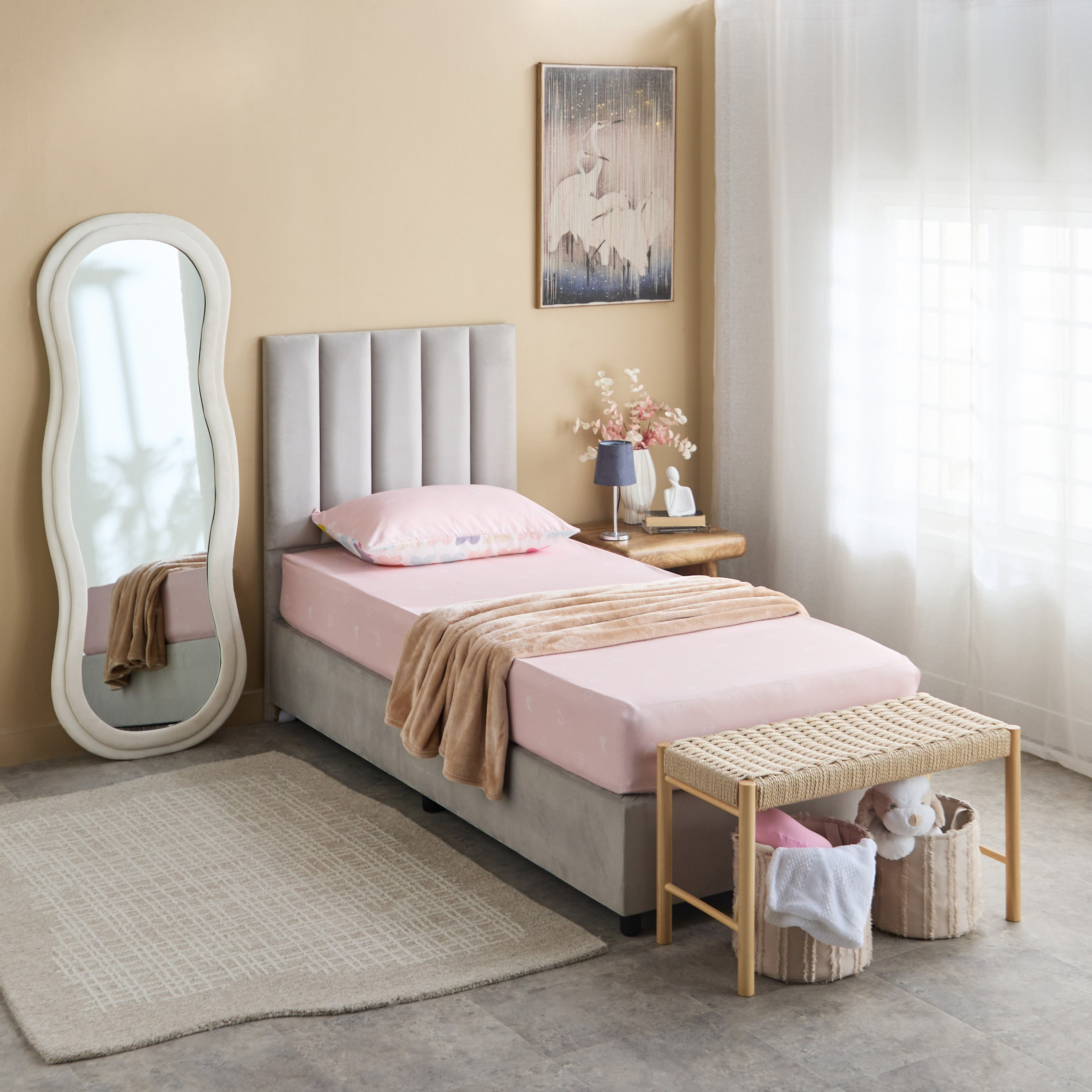 شرشف مطاطي فردي من الألياف الدقيقة بتصميم قلوب من نورا - 90x190+20 سم-hbxhomeware-hbxbedroom-image-7