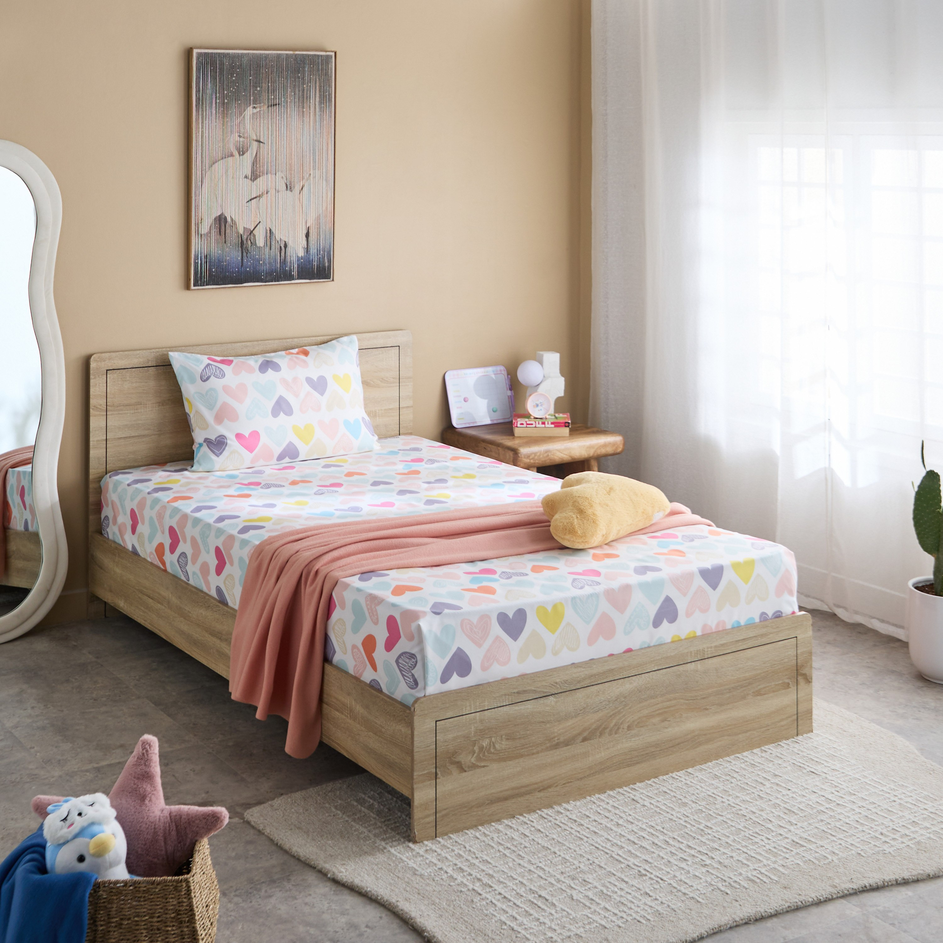 Nora Hearts 2-Piece Microfibre Single Flat Sheet and Pillow Cover Set - 160x240 cm-hbxhomeware-bedding-flatsheets-image-8