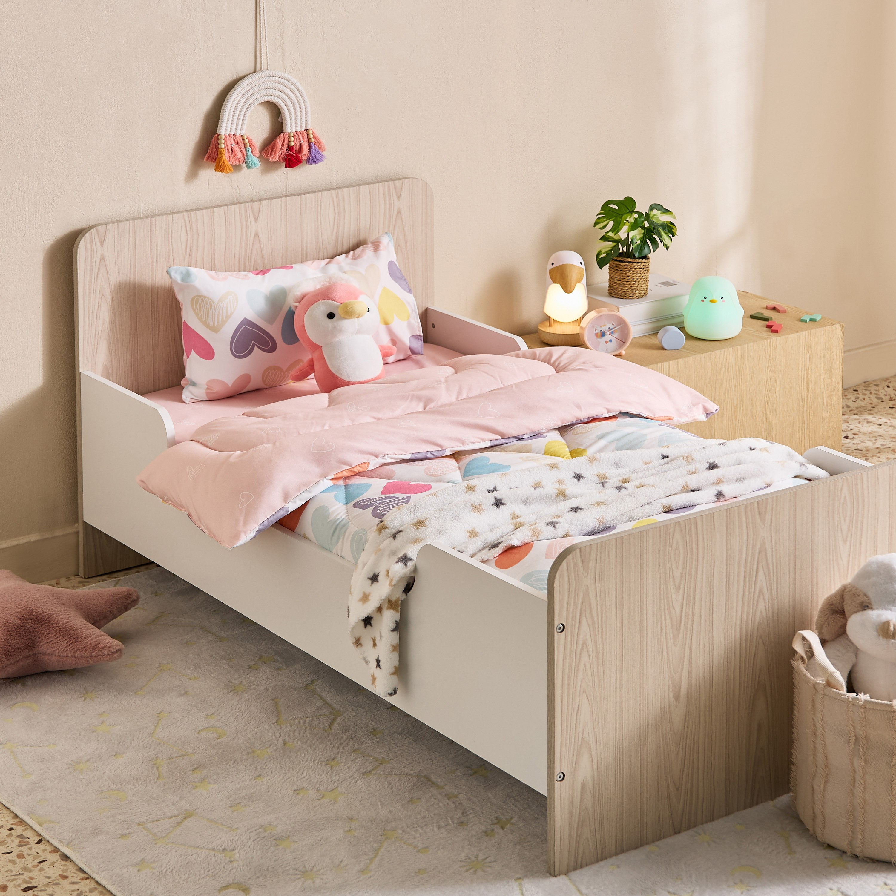Nora Hearts Microfibre Toddler Comforter with Fitted Sheet and Pillow Case Set - 100x150 cm-hbxkidsandyouth-beddingandfurnishings-comfortersets-image-11