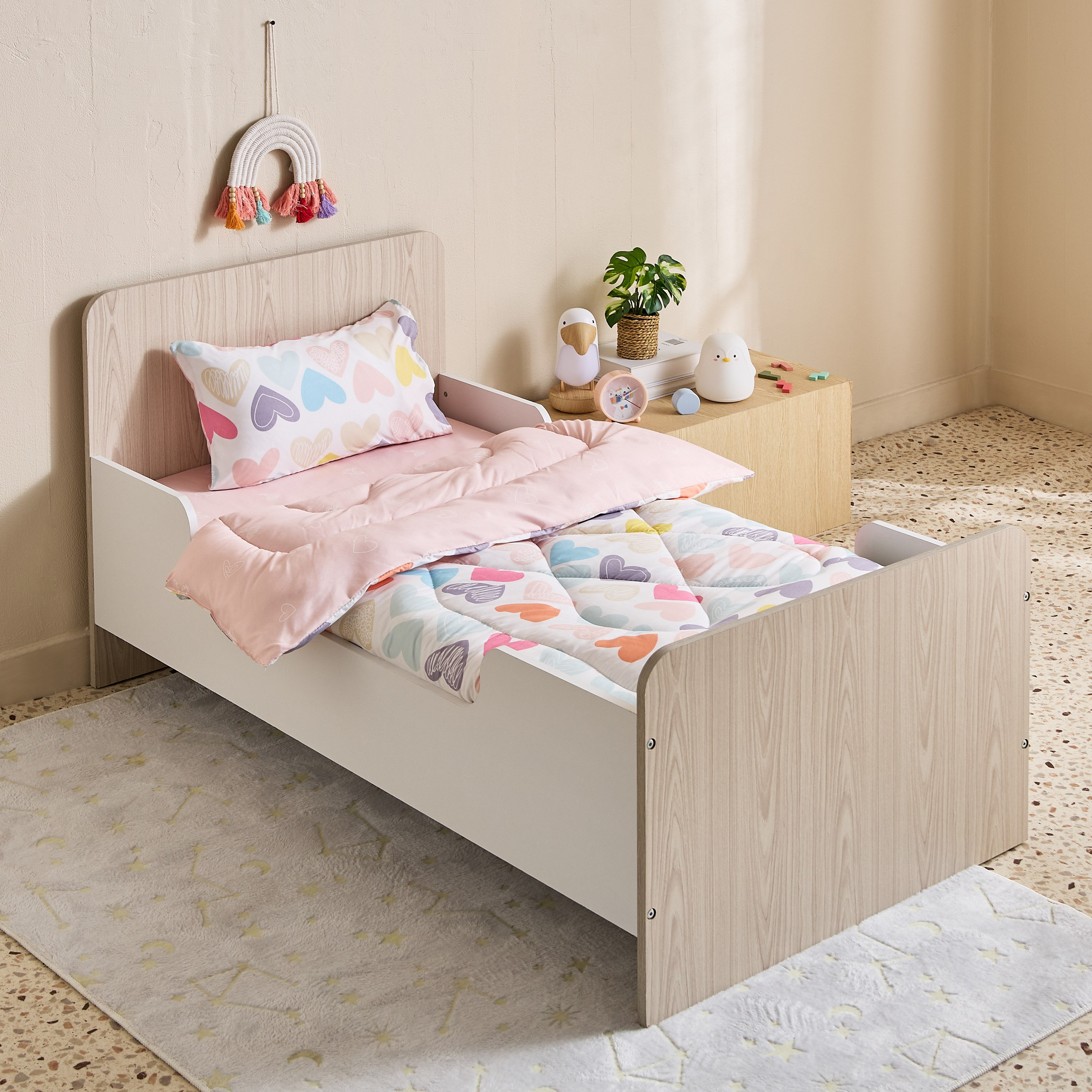 Nora Hearts Microfibre Toddler Comforter with Fitted Sheet and Pillow Case Set - 100x150 cm-hbxkidsandyouth-beddingandfurnishings-comfortersets-image-2