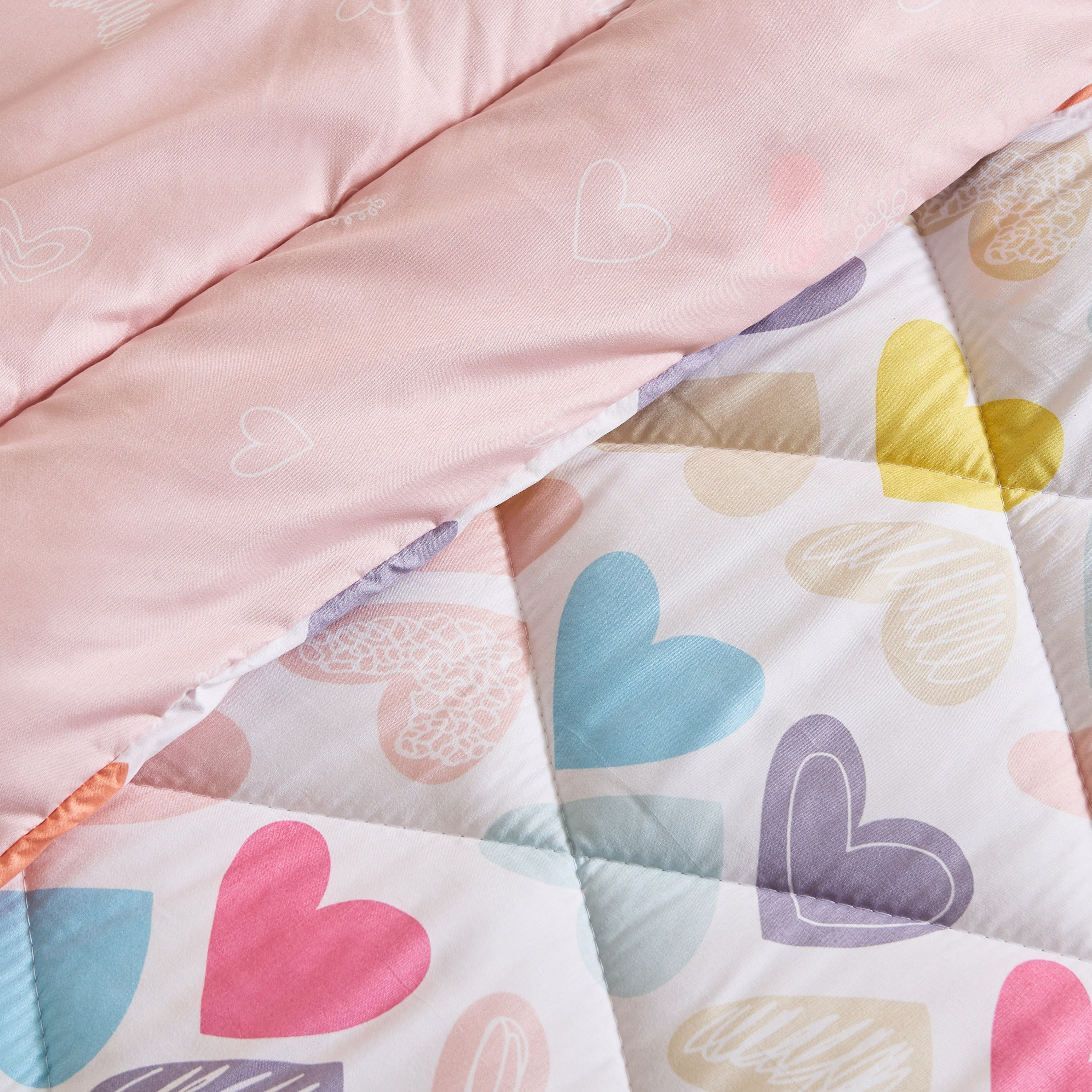 Nora Hearts Microfibre Toddler Comforter with Fitted Sheet and Pillow Case Set - 100x150 cm-hbxkidsandyouth-beddingandfurnishings-comfortersets-image-5