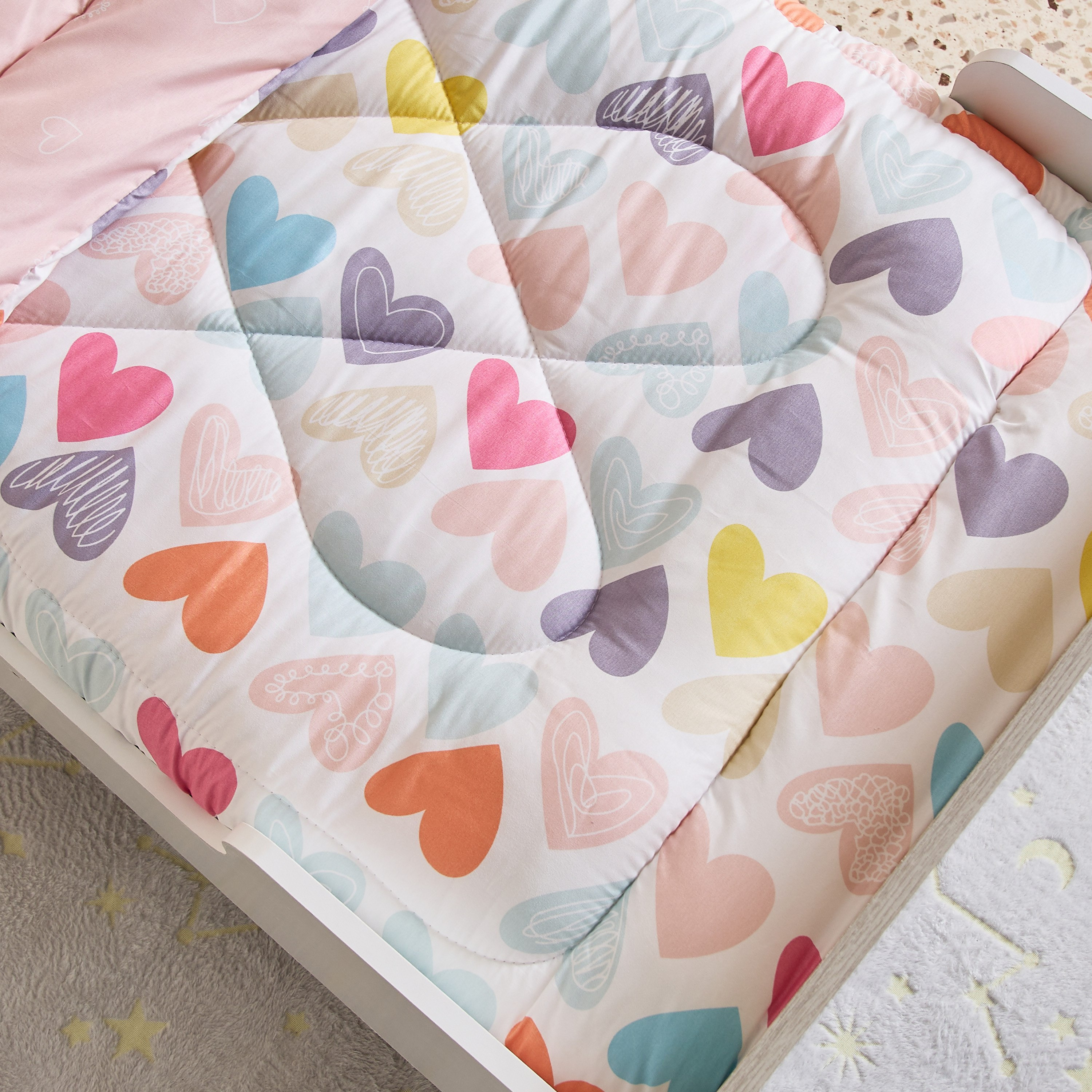 Nora Hearts Microfibre Toddler Comforter with Fitted Sheet and Pillow Case Set - 100x150 cm-hbxkidsandyouth-beddingandfurnishings-comfortersets-image-6