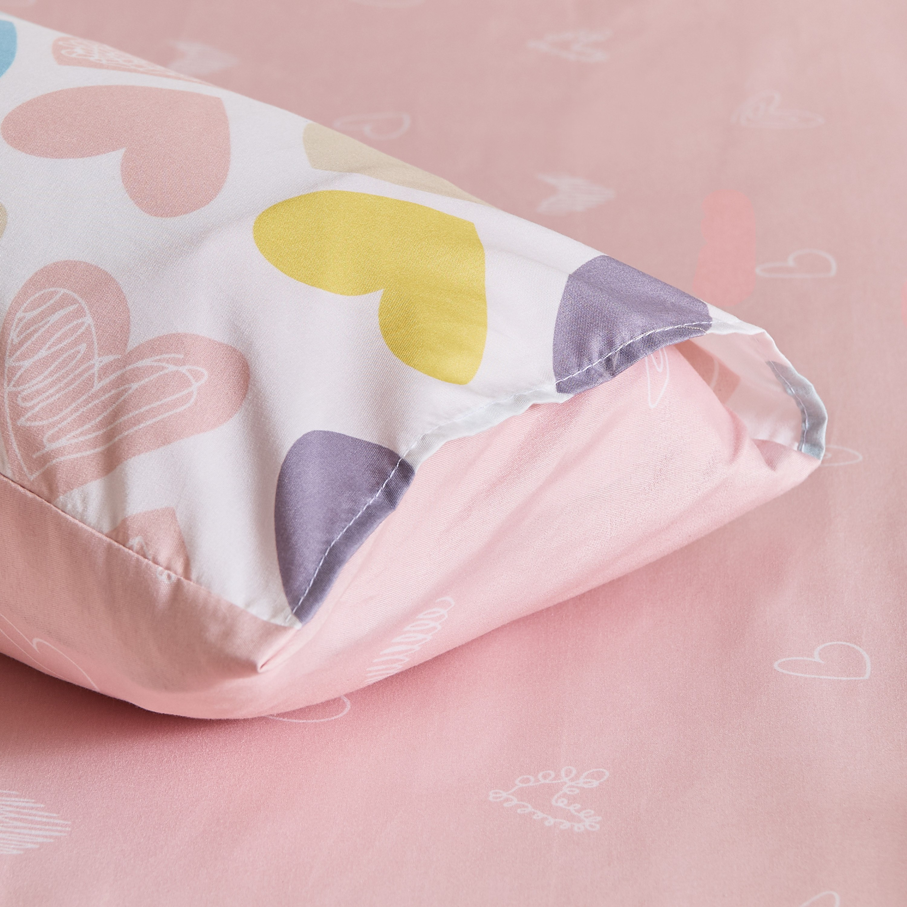 Nora Hearts Microfibre Toddler Comforter with Fitted Sheet and Pillow Case Set - 100x150 cm-hbxkidsandyouth-beddingandfurnishings-comfortersets-image-9