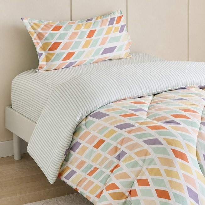 طقم لحاف أطفال وشرشف مطاطي وغطاء وسادة بريزم من نورا - 100x150 سم-hbxkidsandyouth-beddingandfurnishings-comfortersets-image-1