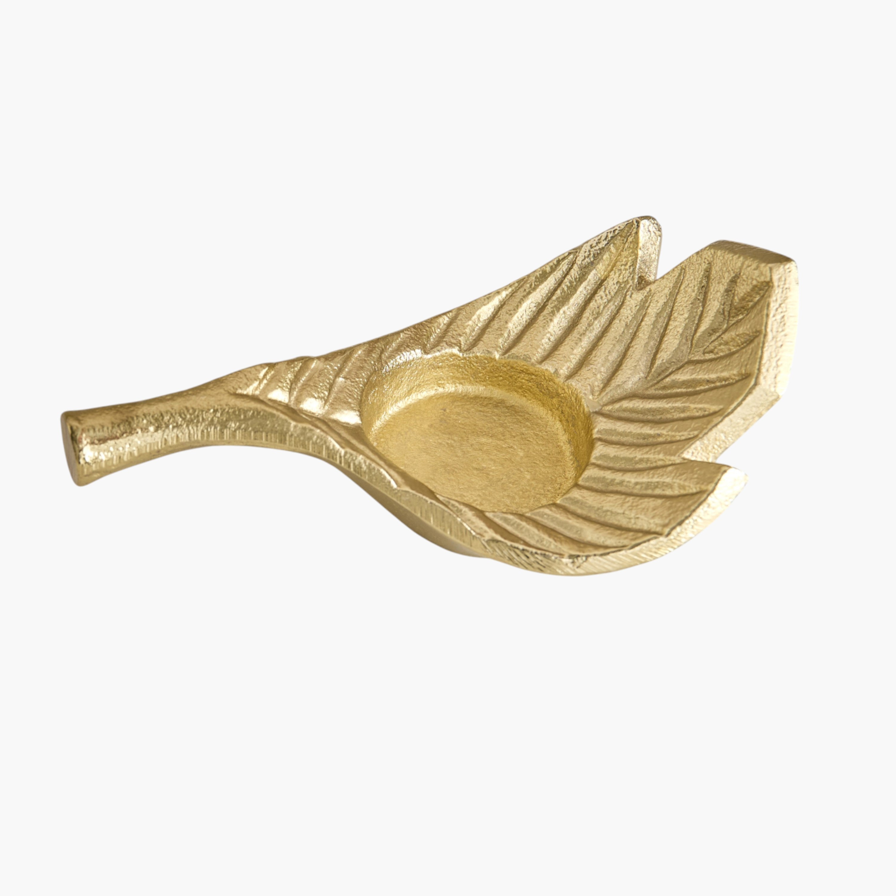 Avya Aluminium Leaf Tealight Candleholder - 11.5x7.5x4.5cm-PROMO_HB_AE_B1G1_250925-image-5
