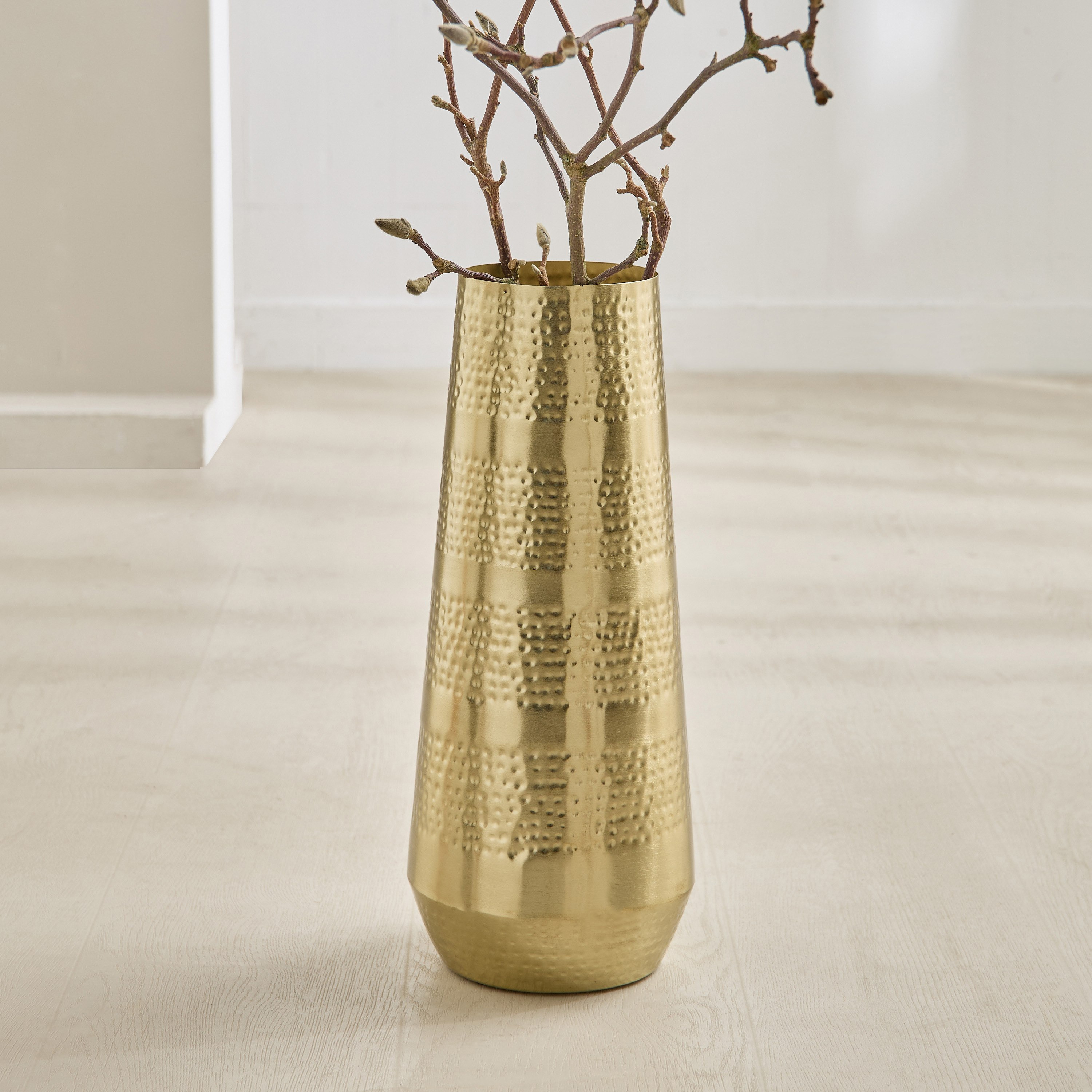 Avya Metal Hammered Floor Vase - 17x17x42 cm-hbxbedroom-decorandaccessories-vases-image-1