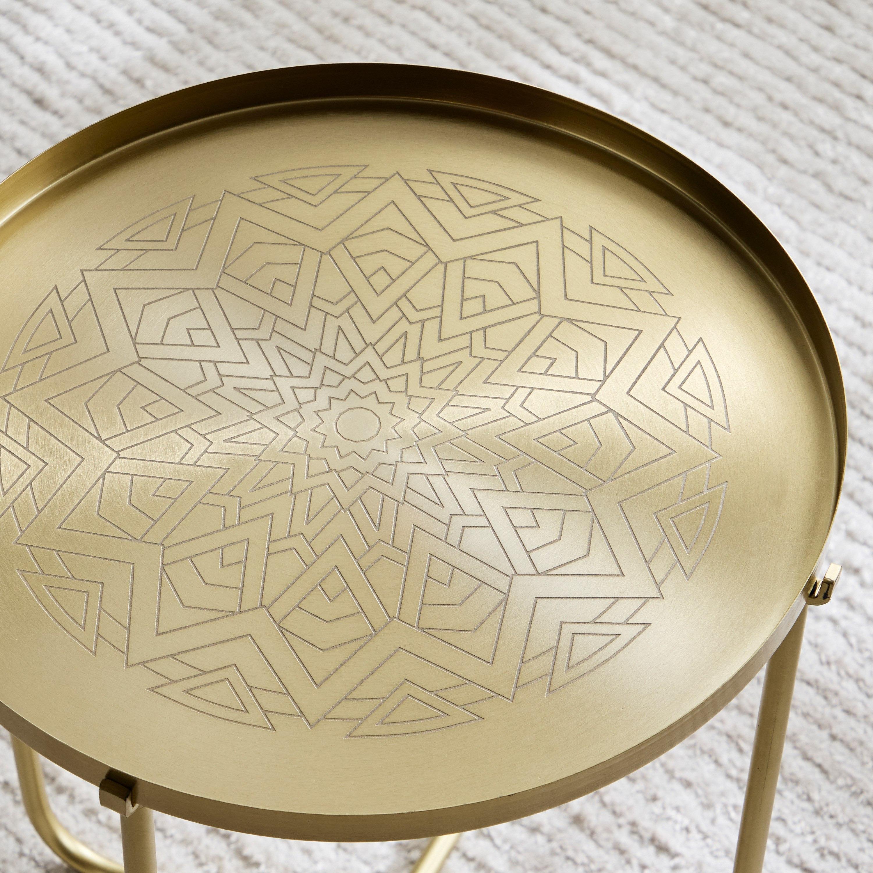 Avya Metal Etched Accent Tray Table - 41x41x45 cm-hbxfurniture-livingroom-endtables-image-3