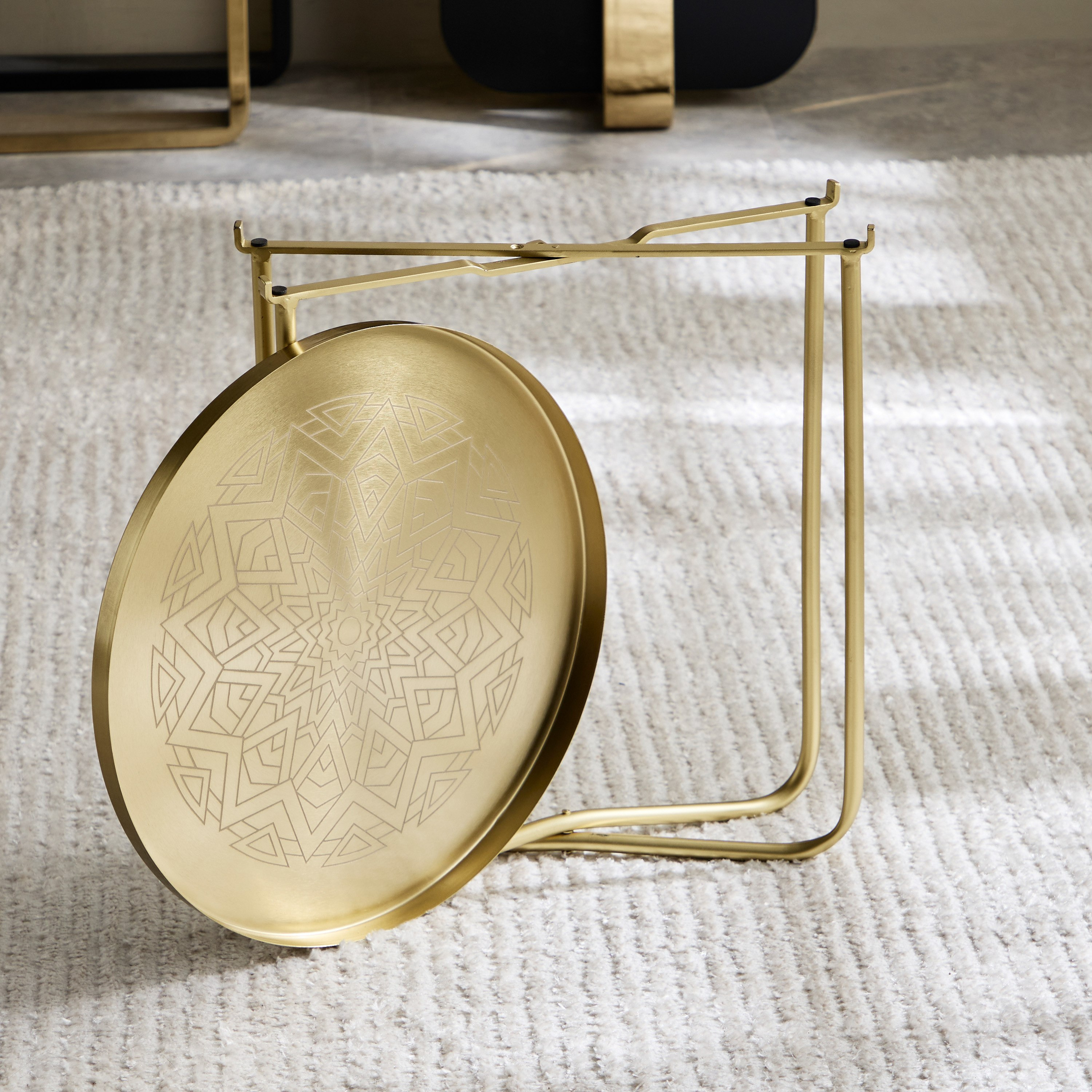 Avya Metal Etched Accent Tray Table - 41x41x45 cm-hbxfurniture-livingroom-endtables-image-5