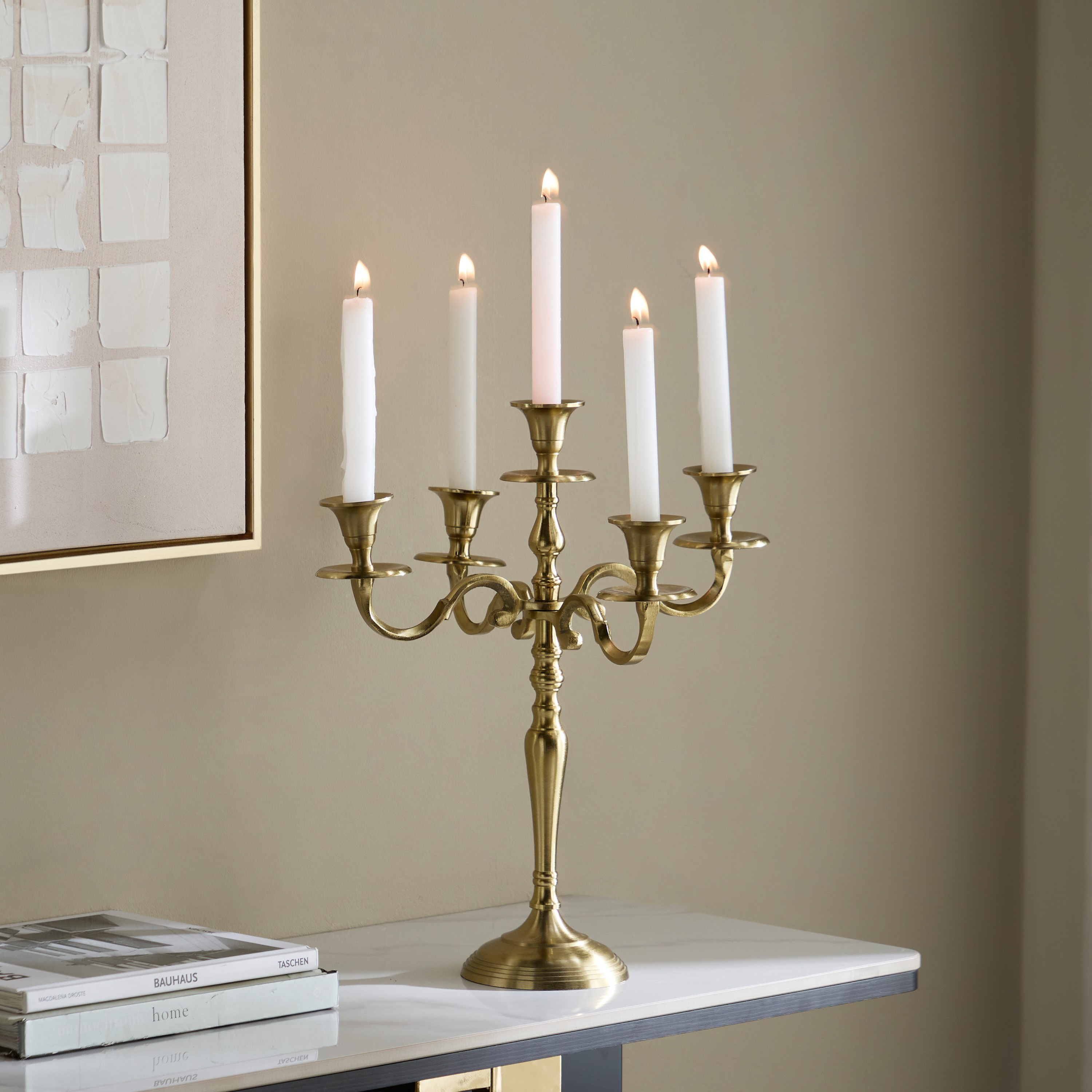 Avya Aluminium 5-Arm Candelabra - 34x34x50.5 cm-hbxlivingroom-decorandaccessories-candleholders-image-1