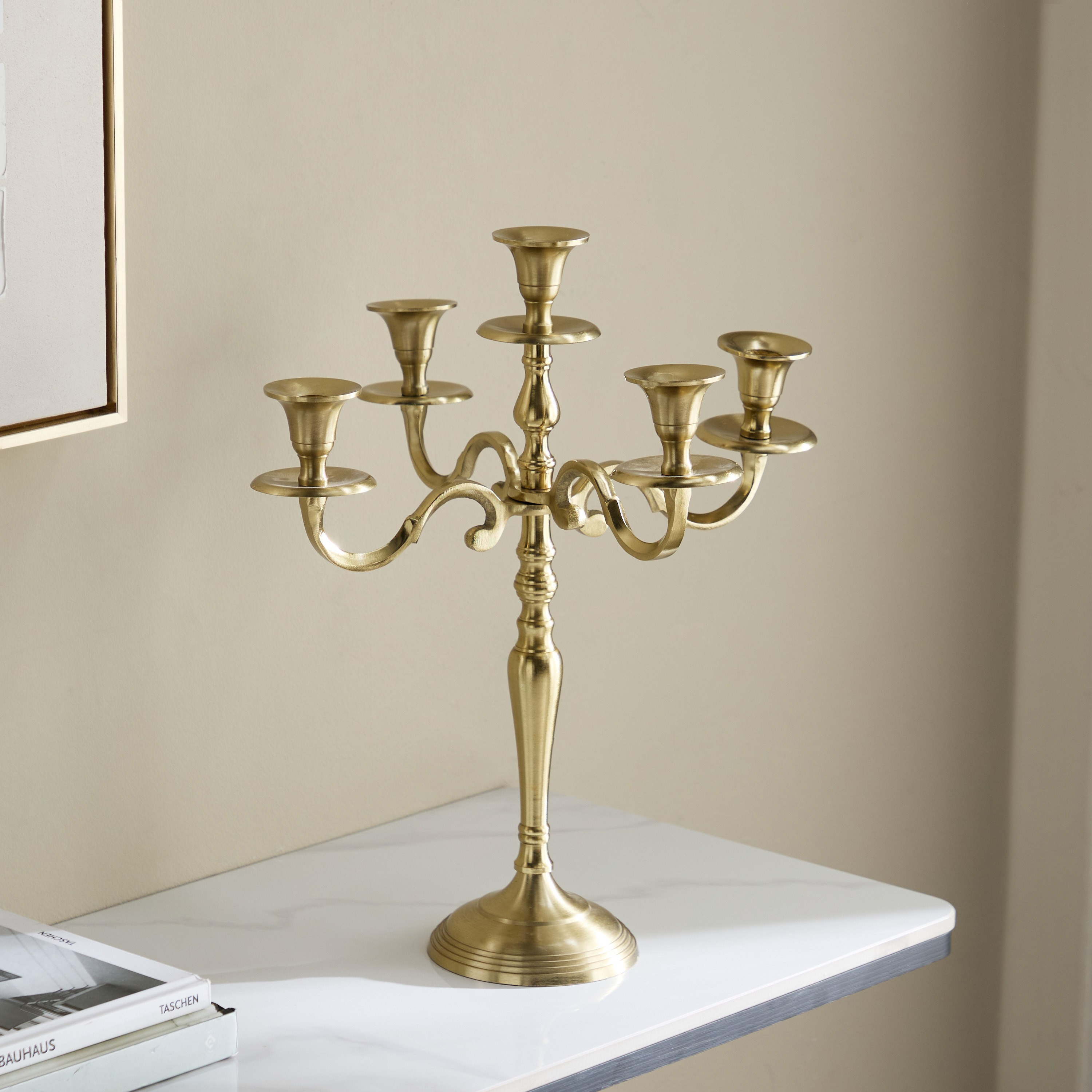 Avya Aluminium 5-Arm Candelabra - 34x34x50.5 cm-hbxlivingroom-decorandaccessories-candleholders-image-2