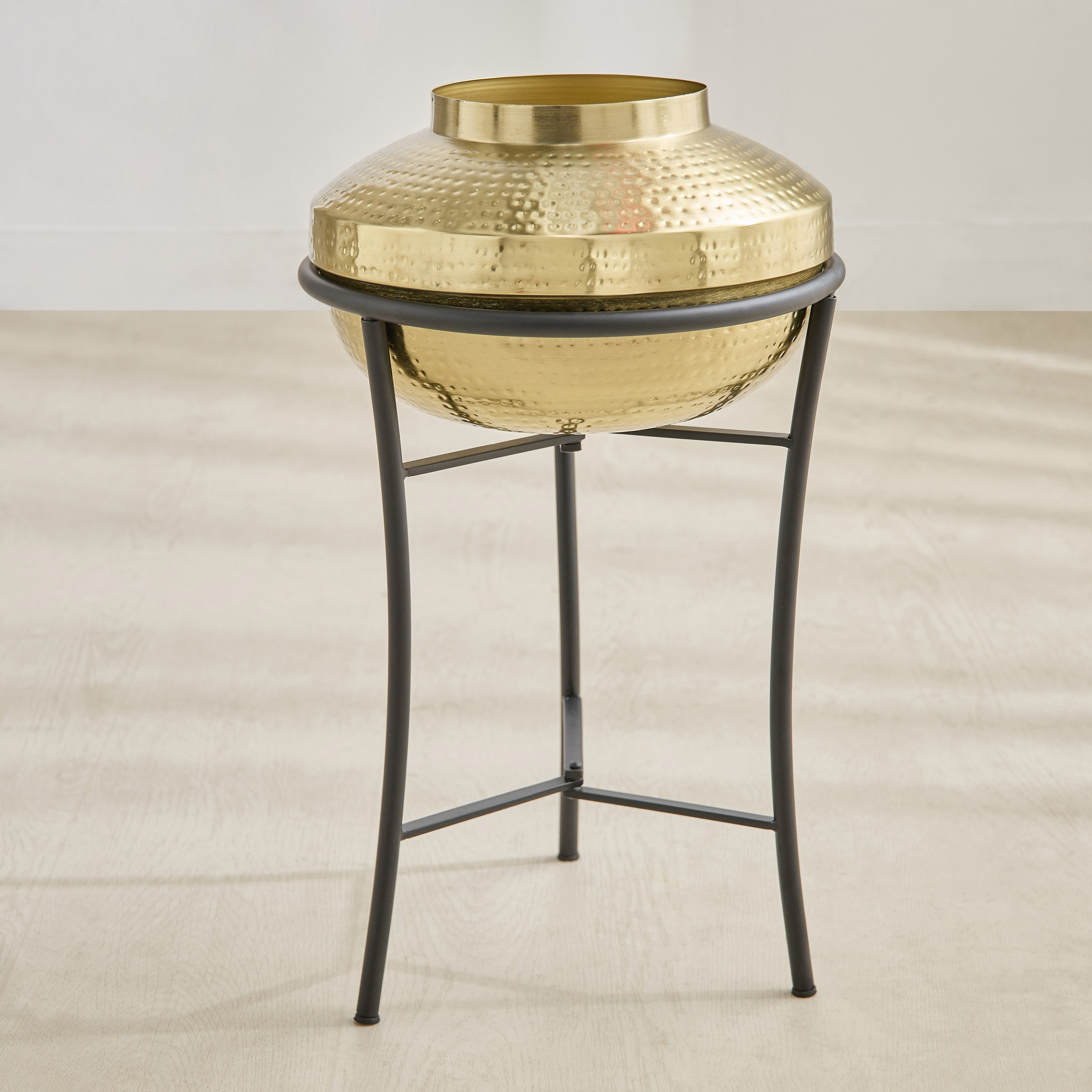 Avya Metal Hammered Planter with Stand - 29.5x29.5x51 cm-PROMO_HB_BAH_THRESHOLD_Homeware_100426-image-2