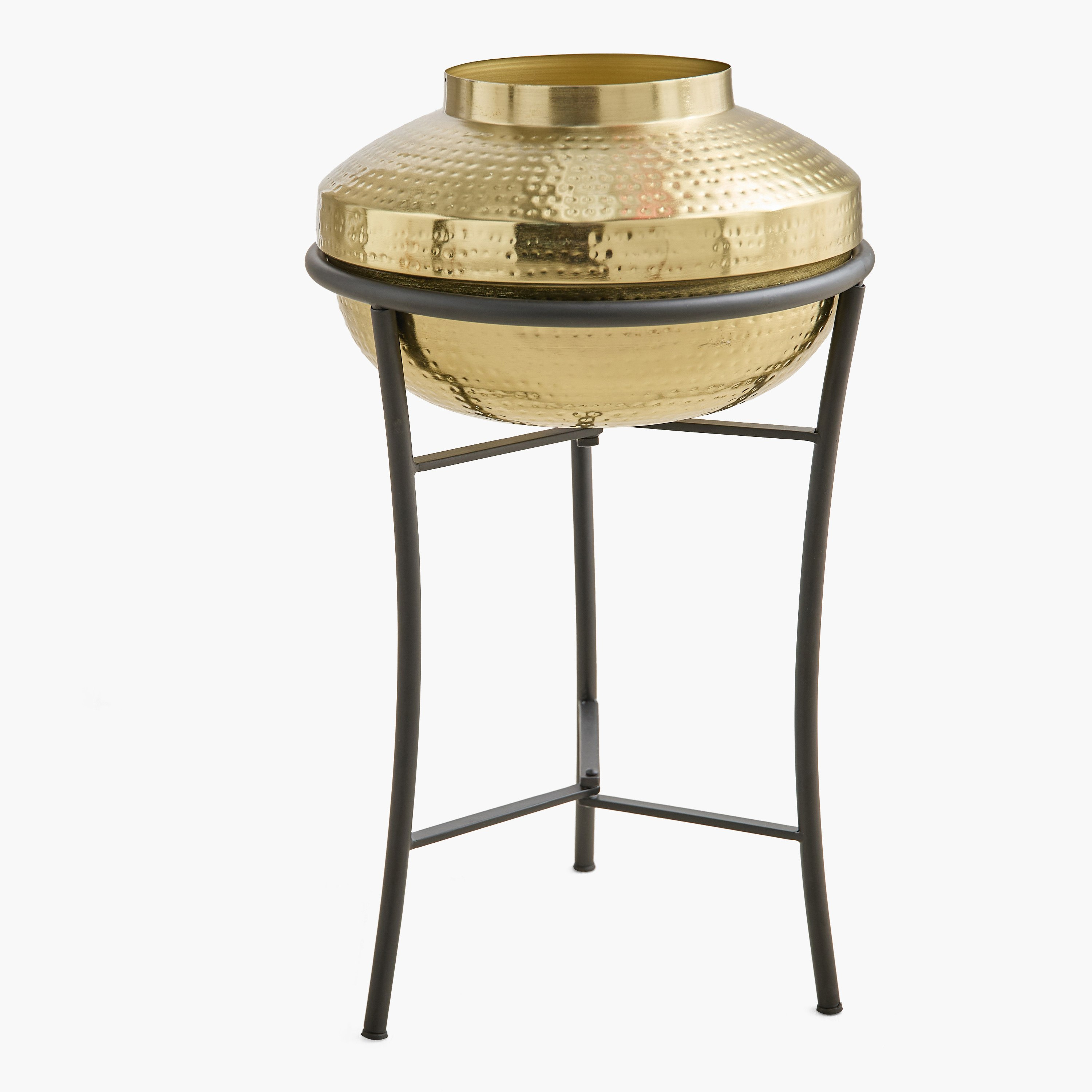 Avya Metal Hammered Planter with Stand - 29.5x29.5x51 cm-PROMO_HB_BAH_THRESHOLD_Homeware_100426-image-5