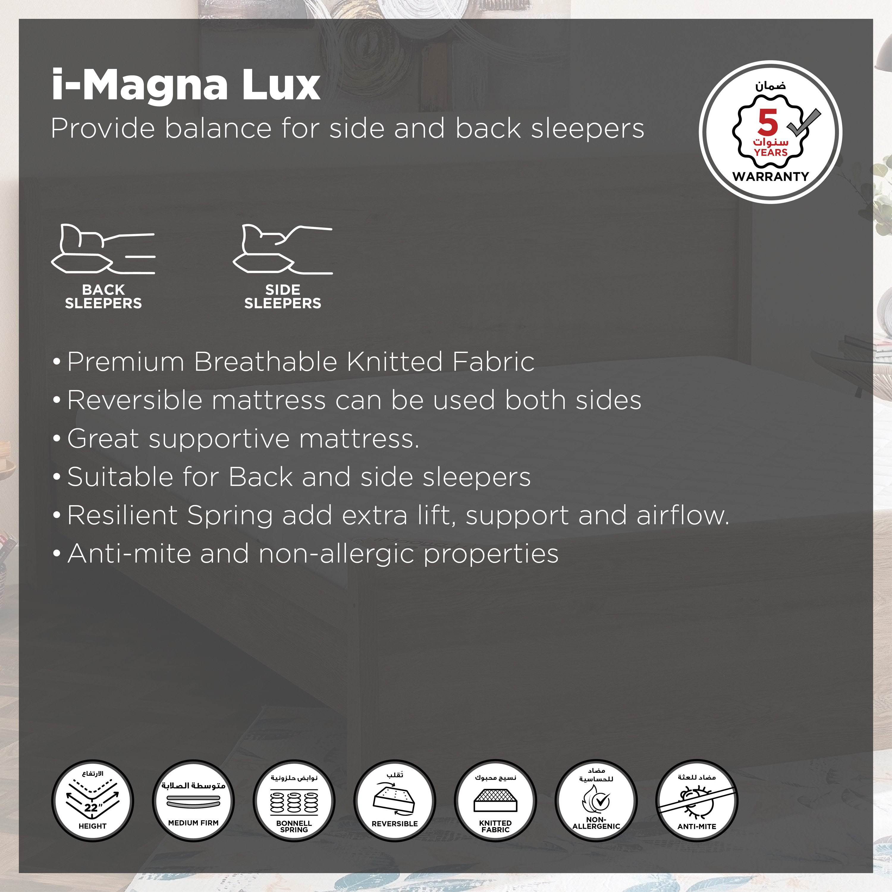 SleepEase iMagna Lux Nxt Knitted Fabric High Resilience Foam Bonnell Spring Mattress - 90x200x22 cm-hbxfurniture-bedroom-mattresses-single-image-4