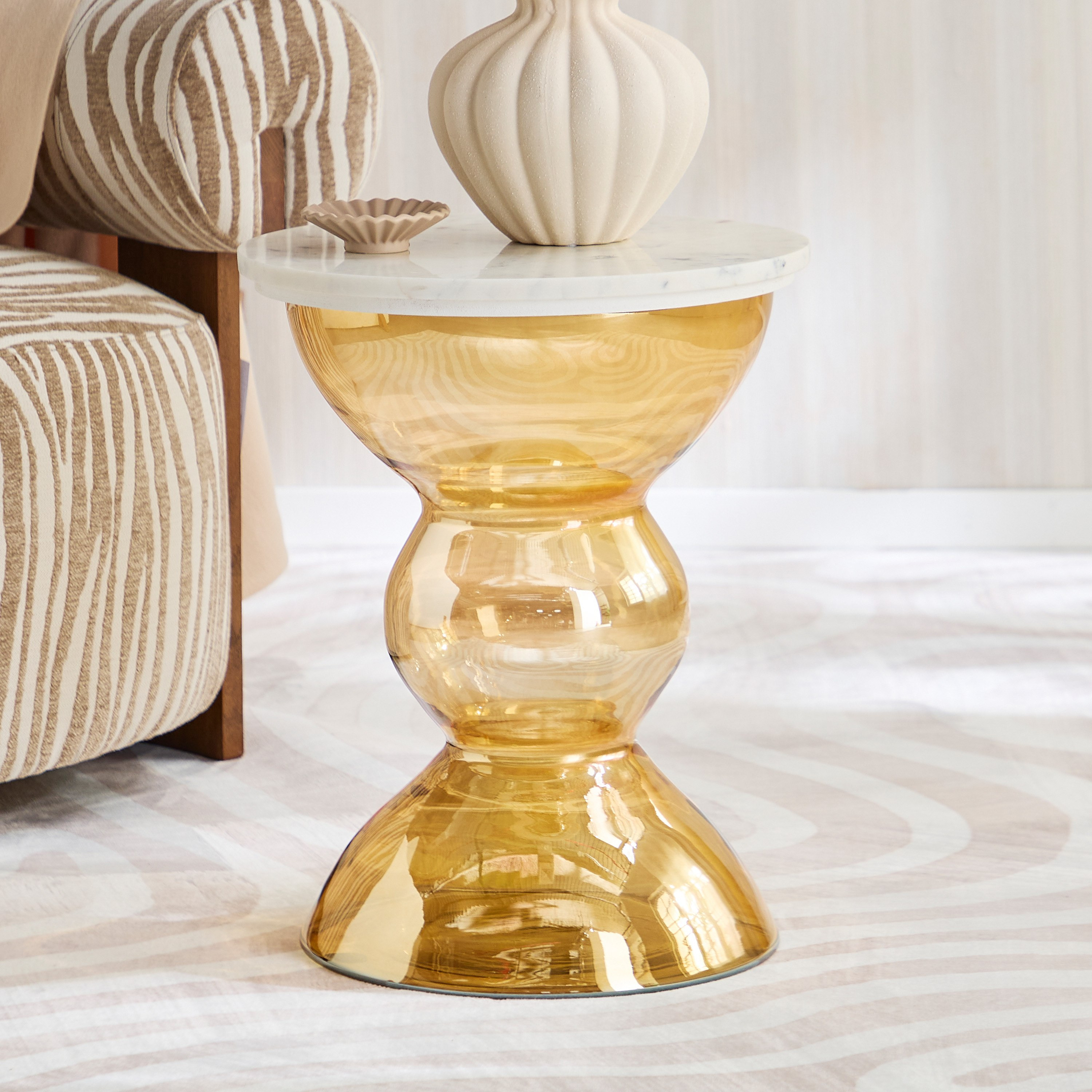 Cavon Arzon Genuine Marble Top Glass Accent Table-hbxfurniture-livingroom-endtables-image-1