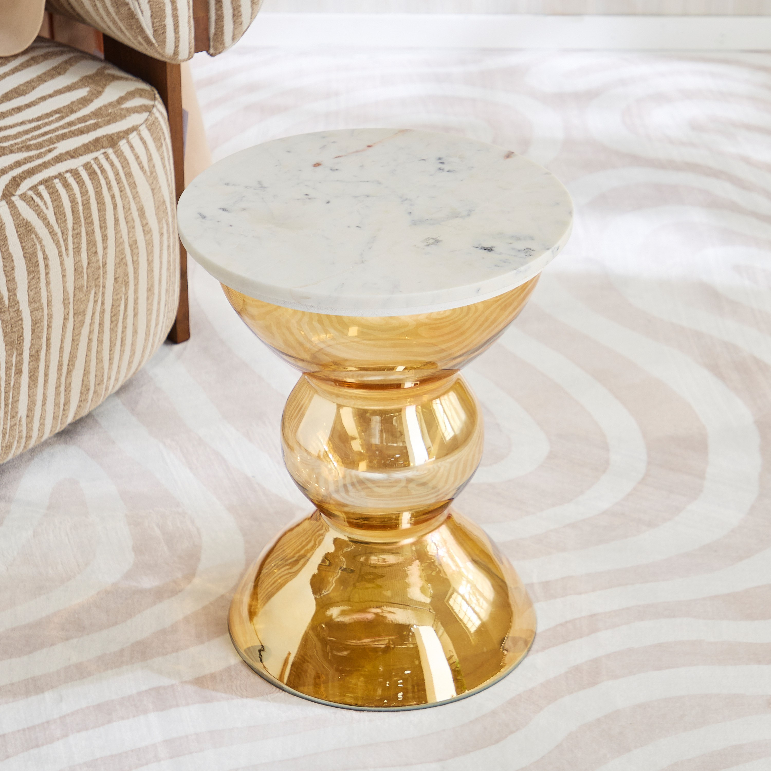 Cavon Arzon Genuine Marble Top Glass Accent Table-hbxfurniture-livingroom-endtables-image-2