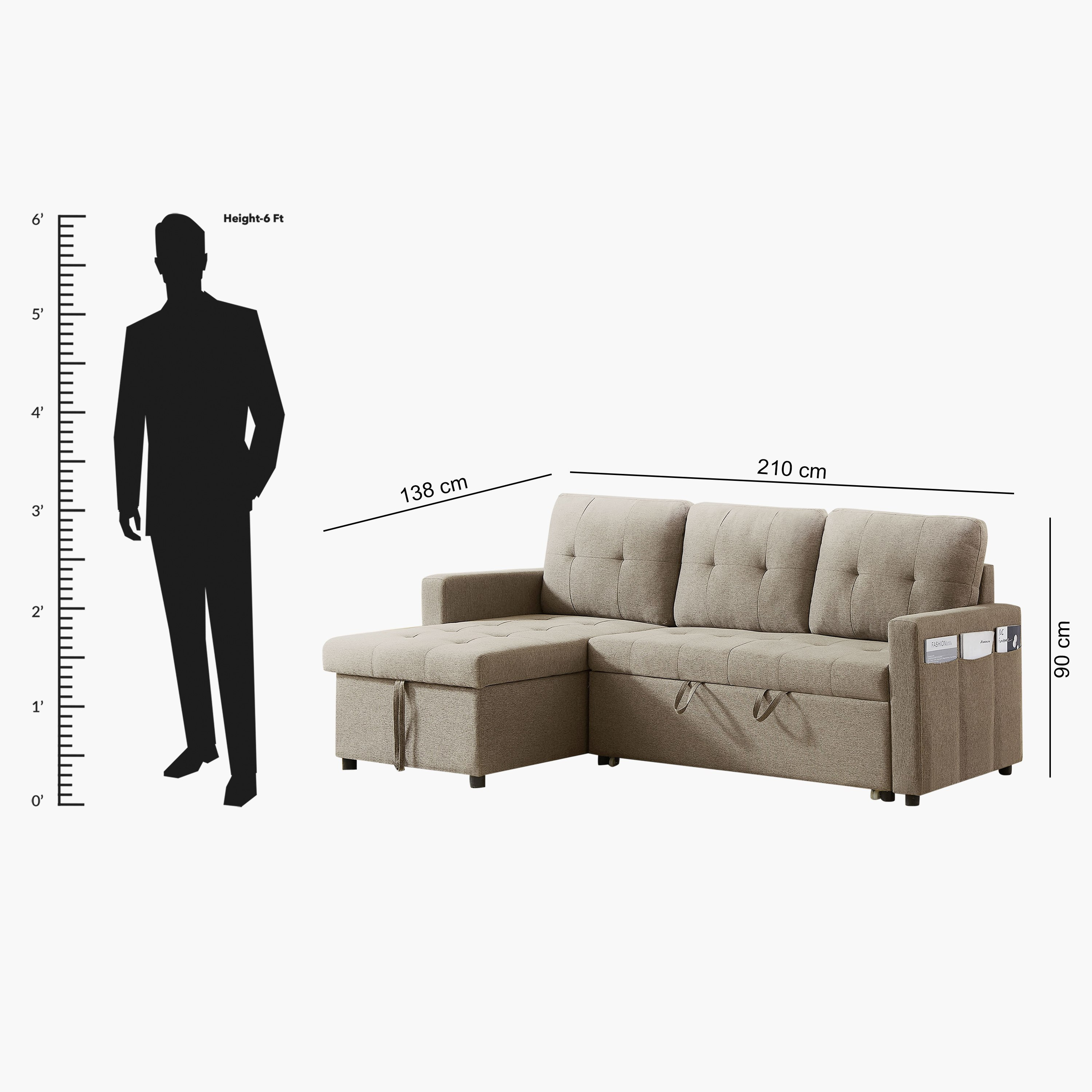Movo Quincy 4-Seater Fabric Reversible Corner Sofa Bed with Chaise Storage-hbxfurniture-sofasandarmchairs-sofabeds-image-6