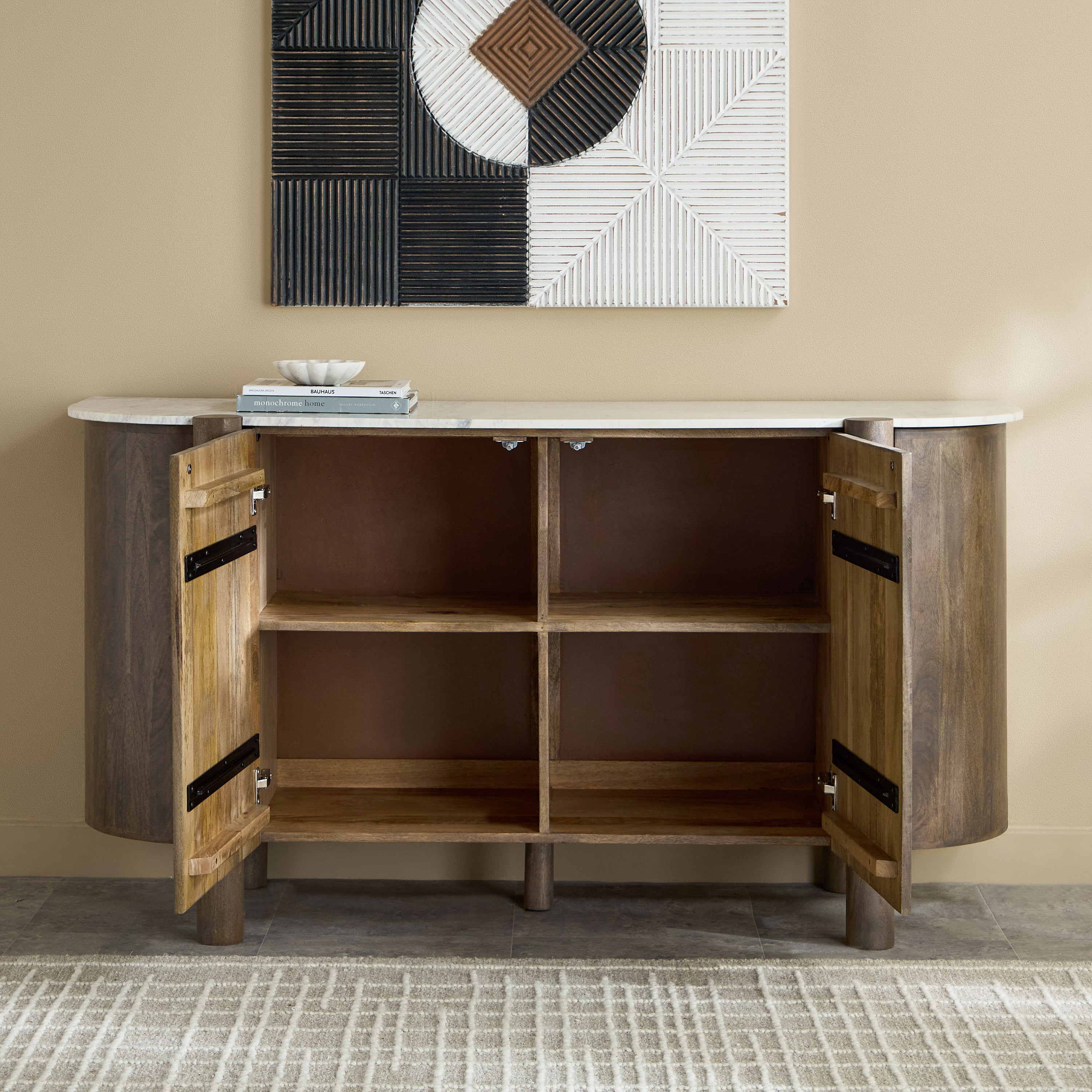 خزانة جانبية 1.6 متر من الخشب الصلب بسطح من الرخام طبيعي - ألدوس من فيندرا-hbxfurniture-diningroom-buffetsandsideboards-image-3