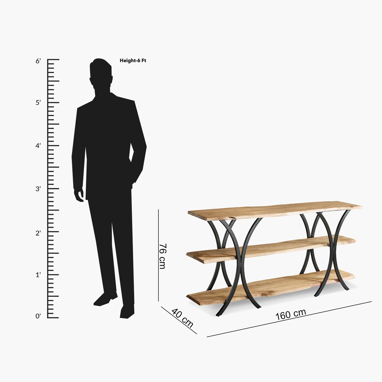 Cavon Rusic Solid Wood 1.6 Meter Console Table and High TV Unit for TVs upto 65 inches-hbxlivingroom-mediaunitsandstorage-tvunits-image-12