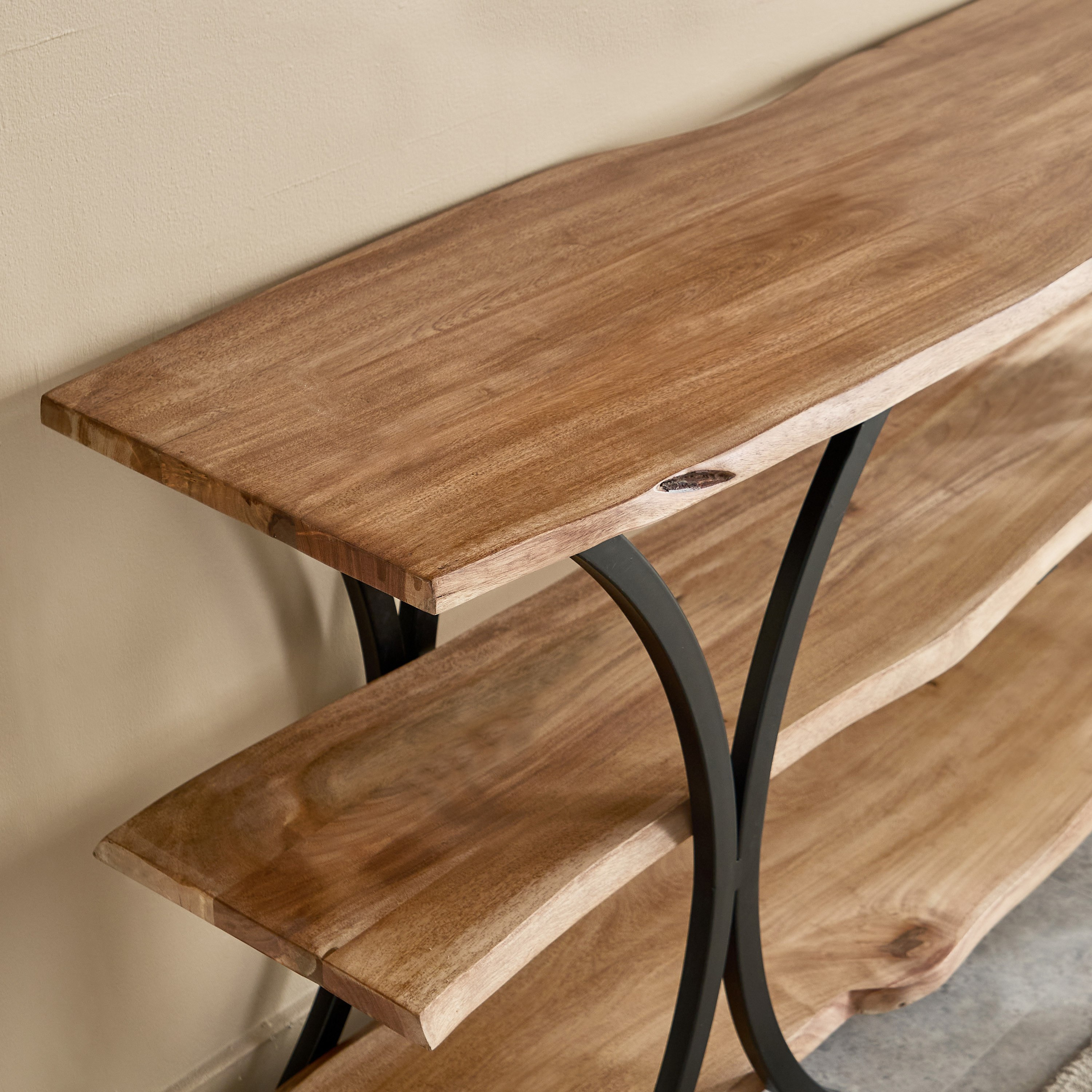 Cavon Rusic Solid Wood 1.6 Meter Console Table and High TV Unit for TVs upto 65 inches-hbxlivingroom-mediaunitsandstorage-tvunits-image-5