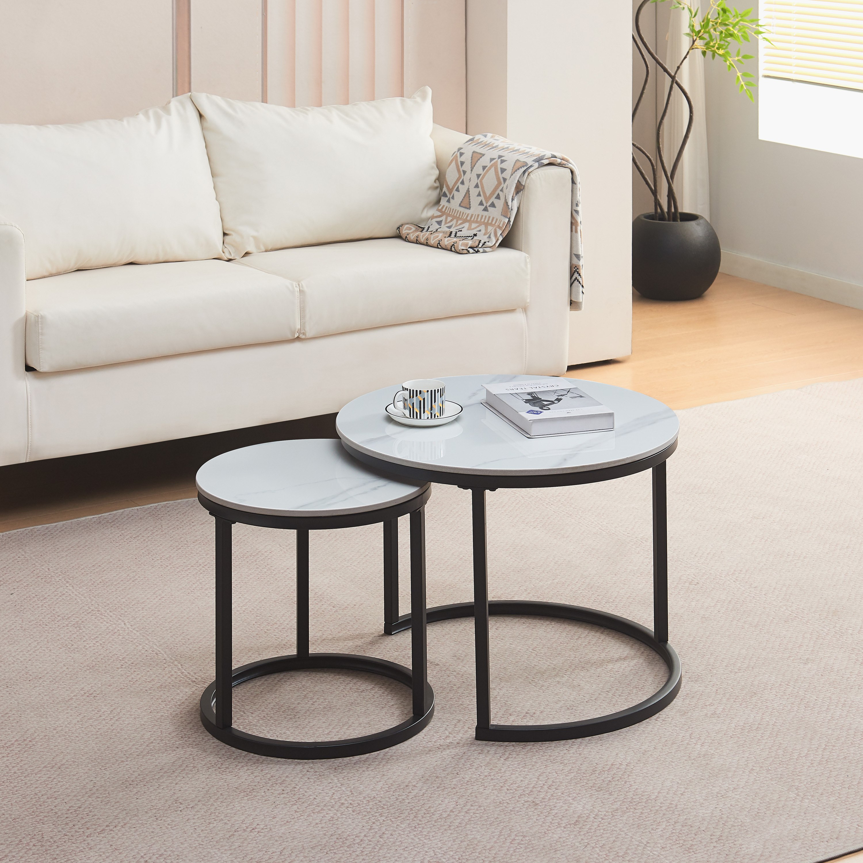 Movo Nook Sintered Stone Nest of Tables - Set of 2-hbxfurniture-livingroom-nestingtables-image-1