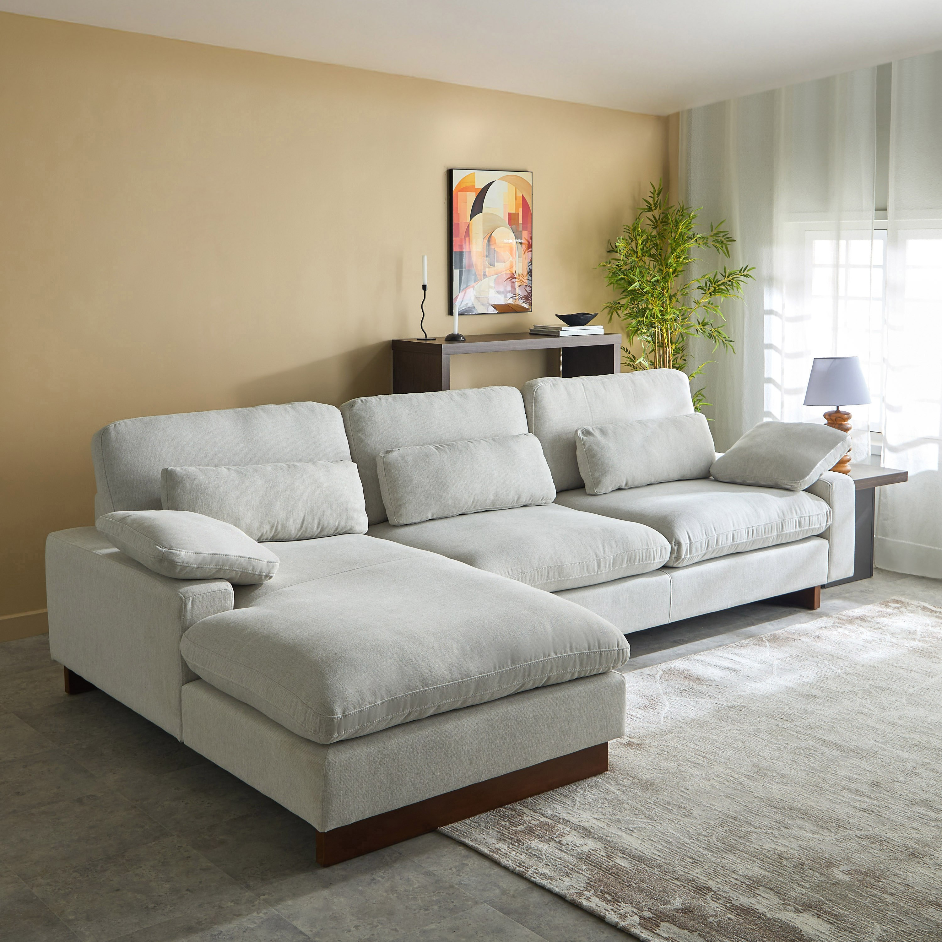 كنبة قماش ركنية يسار بـ5 مقاعد مع 3 وسائد دعم الظهر من فرانسيسكو-hbxlivingroom-sofasandarmchairs-cornersofas-image-1