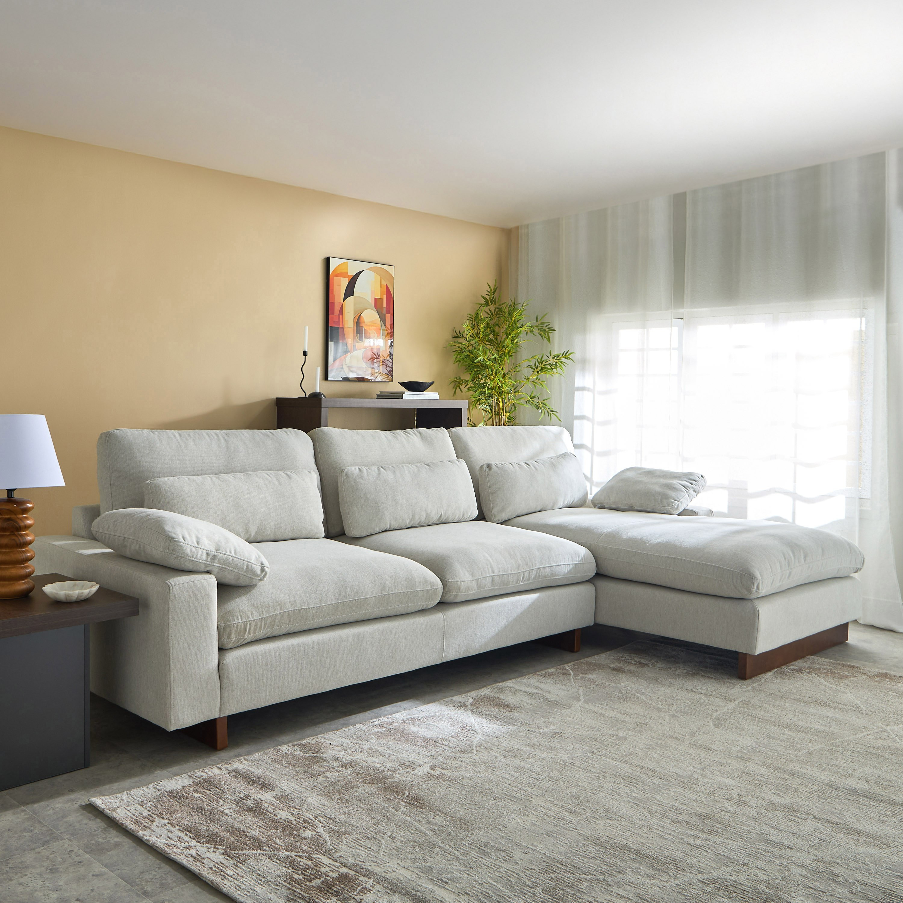 Francisco 5-Seater Fabric Right Corner Sofa with 3 Back Support Cushions-hbxlivingroom-sofasandarmchairs-cornersofas-image-1