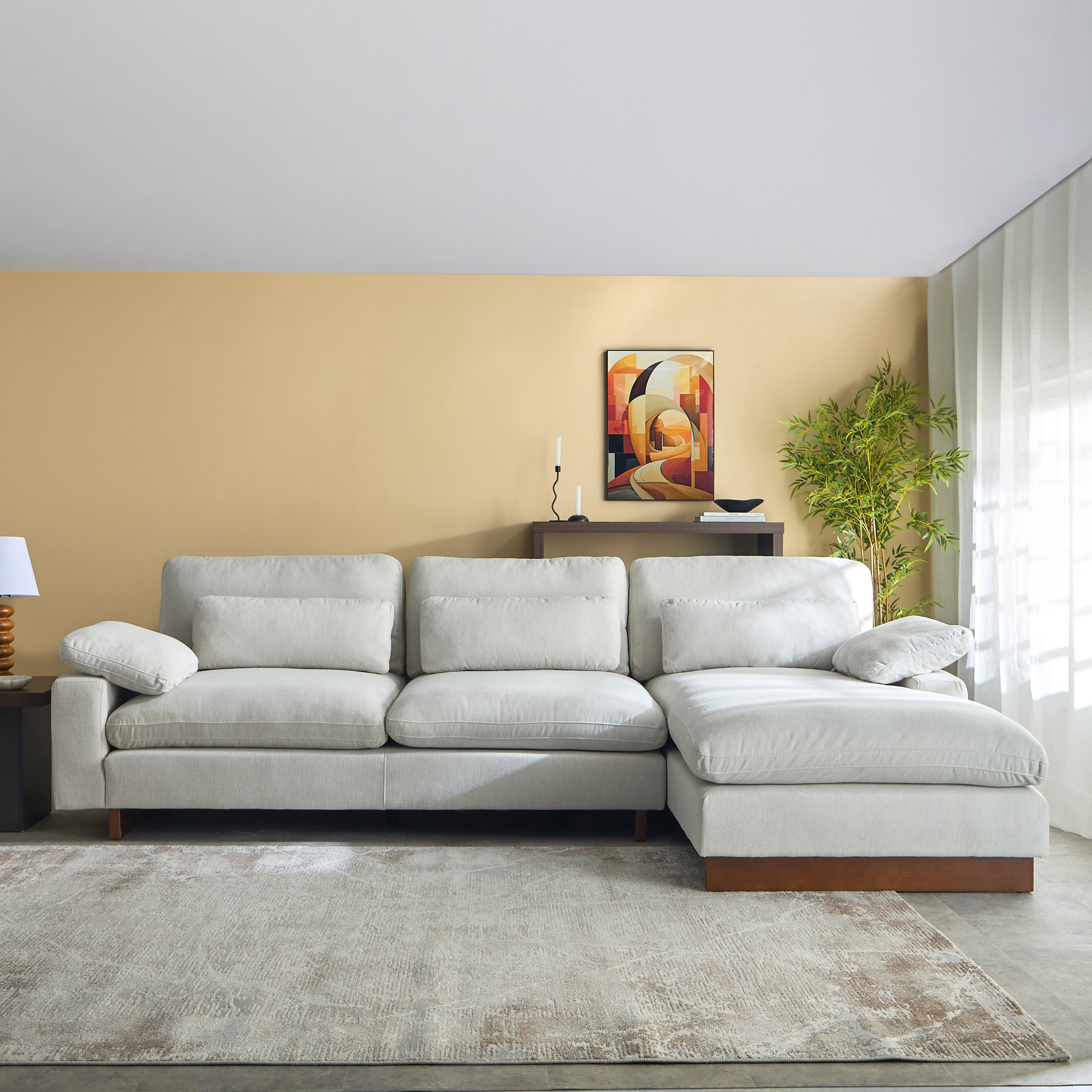 Francisco 5-Seater Fabric Right Corner Sofa with 3 Back Support Cushions-hbxlivingroom-sofasandarmchairs-cornersofas-image-2