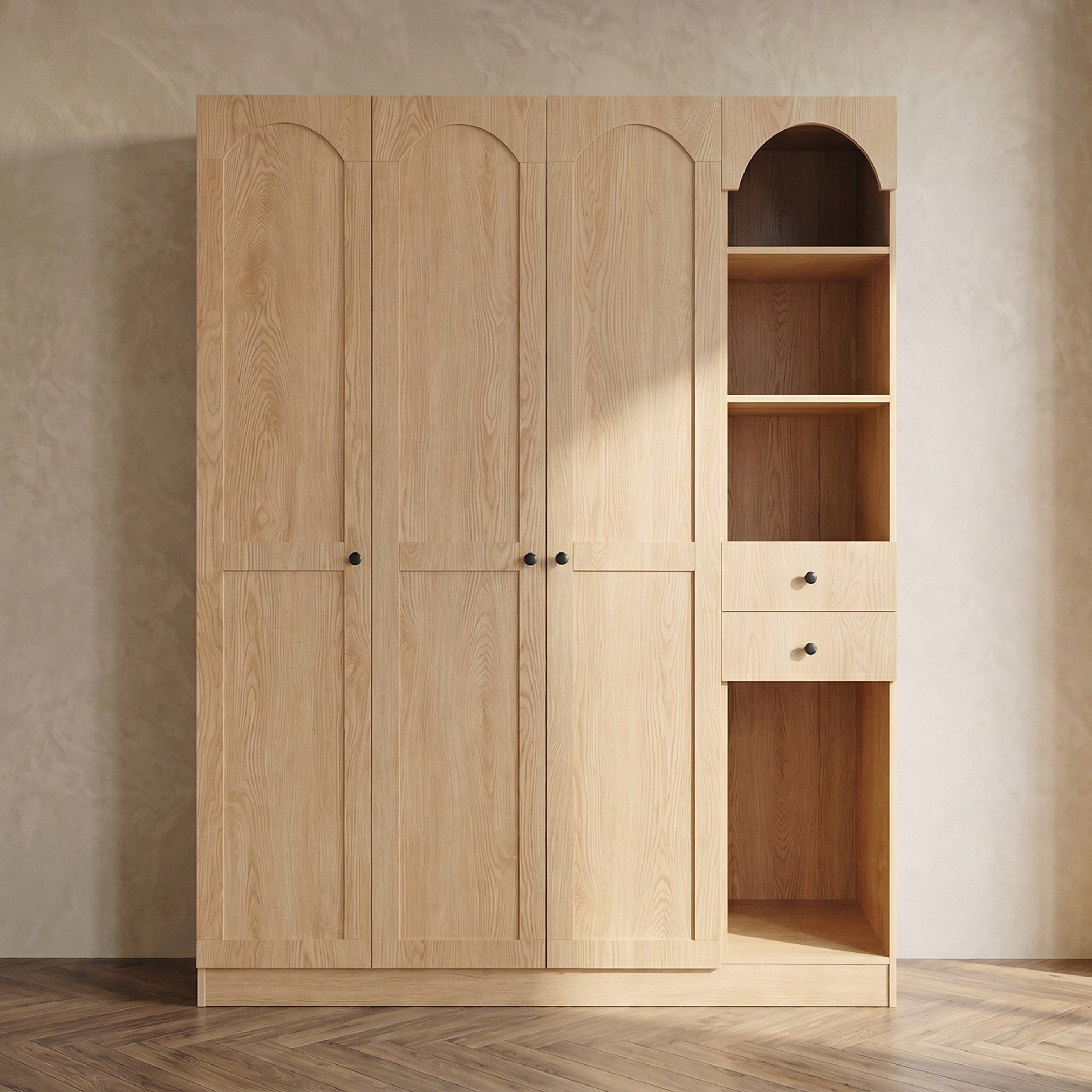 خزانة ملابس 3 أبواب و2 درج ووحدة تخزين من موڤو أركاديا-hbxfurniture-wardrobes-image-2