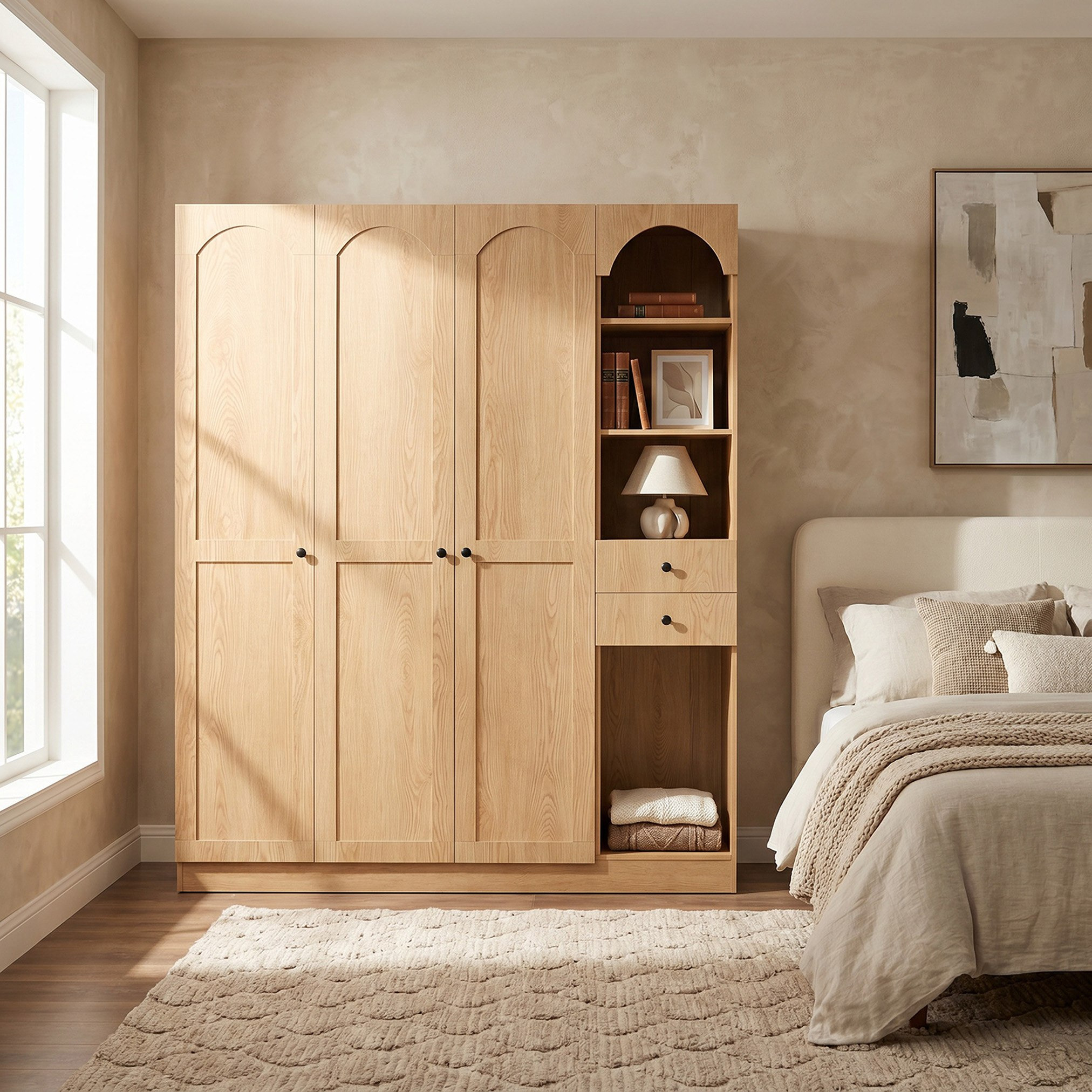 خزانة ملابس 3 أبواب و2 درج ووحدة تخزين من موڤو أركاديا-hbxfurniture-wardrobes-image-7