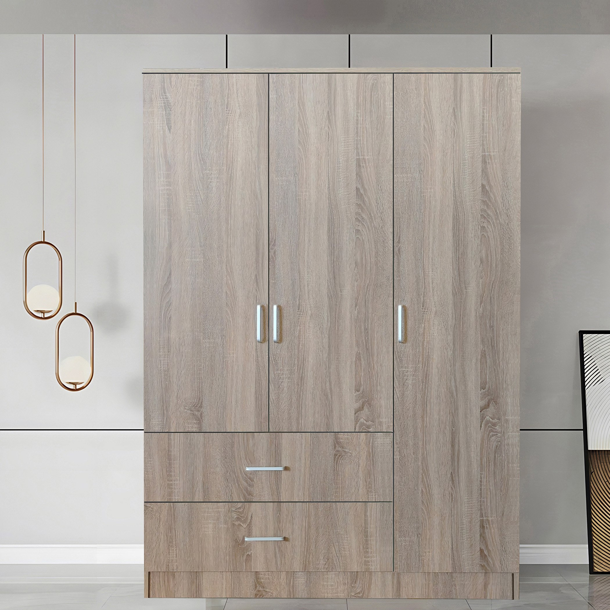 Movo Coda 3-Door Wardrobe with 2 Drawers-hbxfurniture-wardrobes-image-1