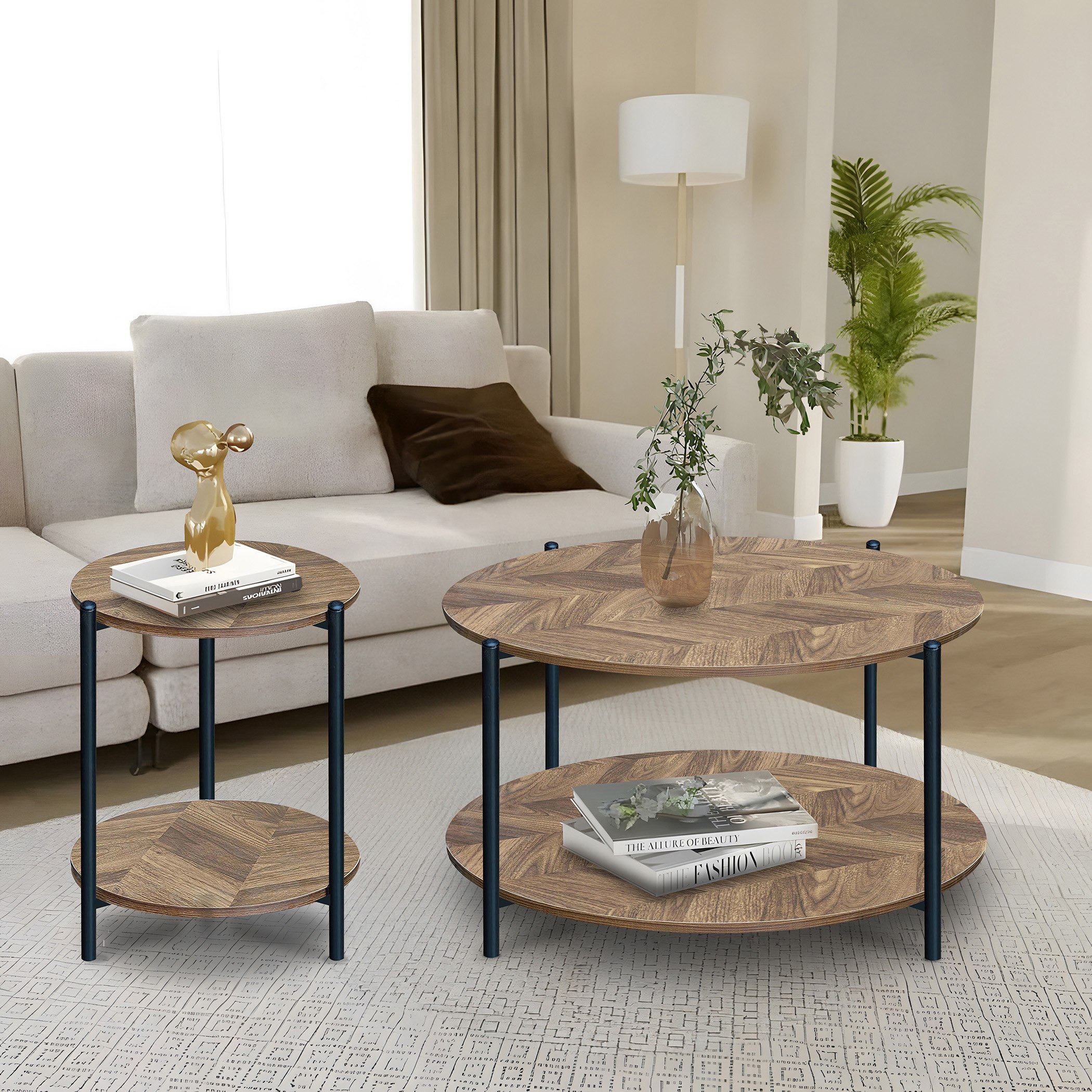طاولة قهوة مستديرة مع رف من موڤو نينا-hbxlivingroom-tablesandstands-coffeetables-image-5