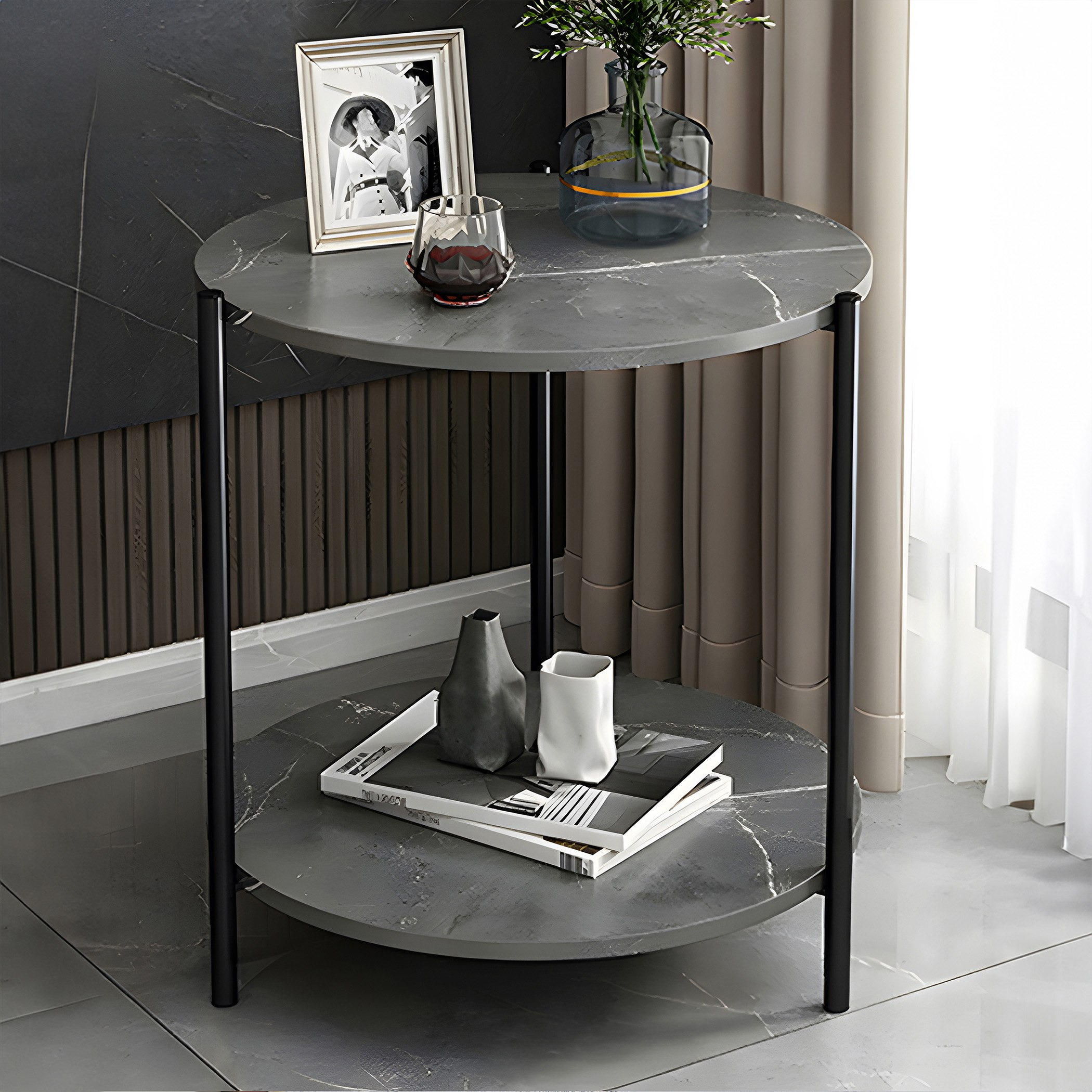 Movo Lola Round End Table with Shelf-hbxfurniture-livingroom-endtables-image-1
